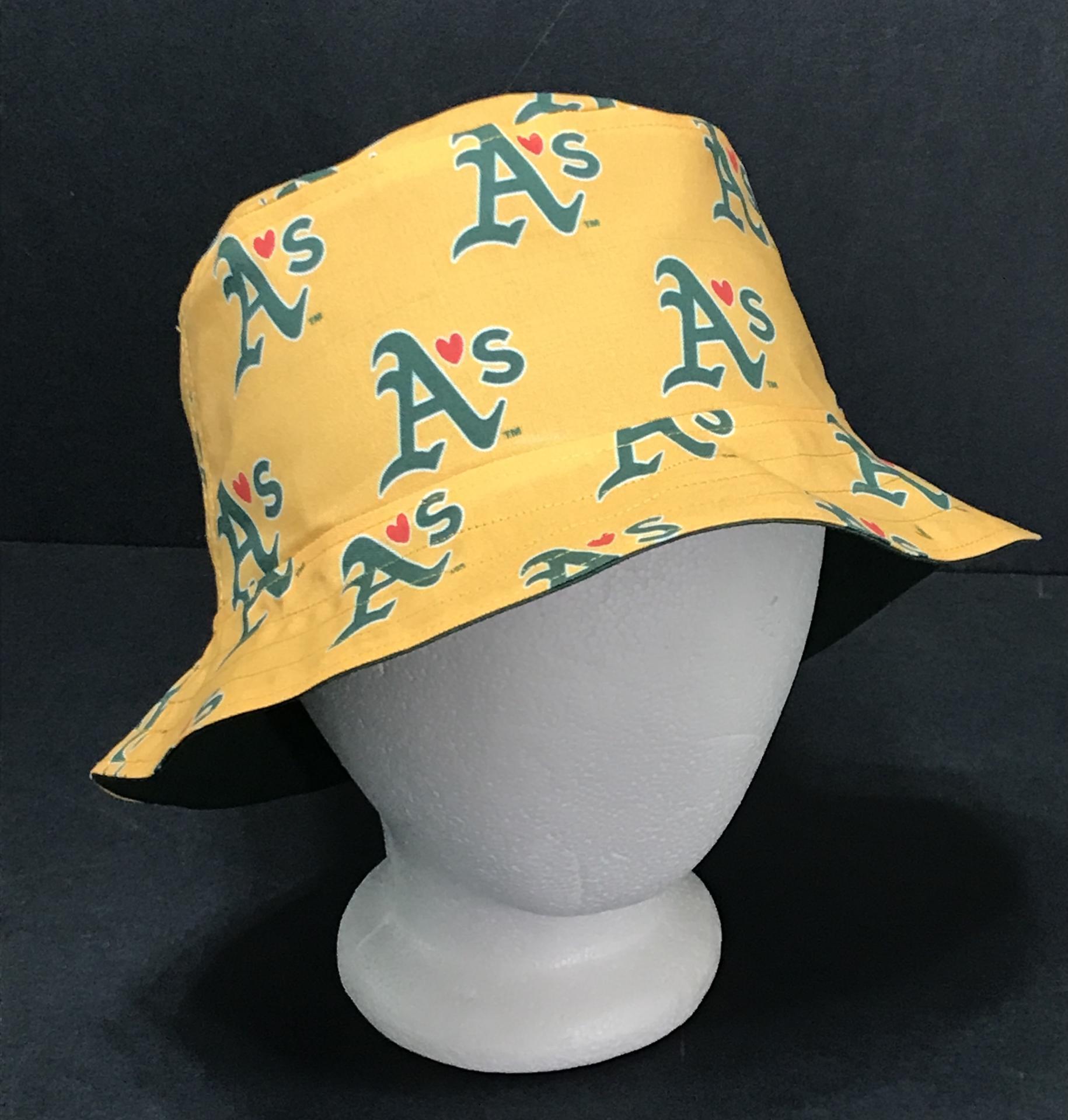 Oakland A’s Theme Bucket Hat, Golden Yellow, Reversible, Unisex Sizes S-XXL, cotton, fishing hat, sun hat, floppy hat, adults or older children