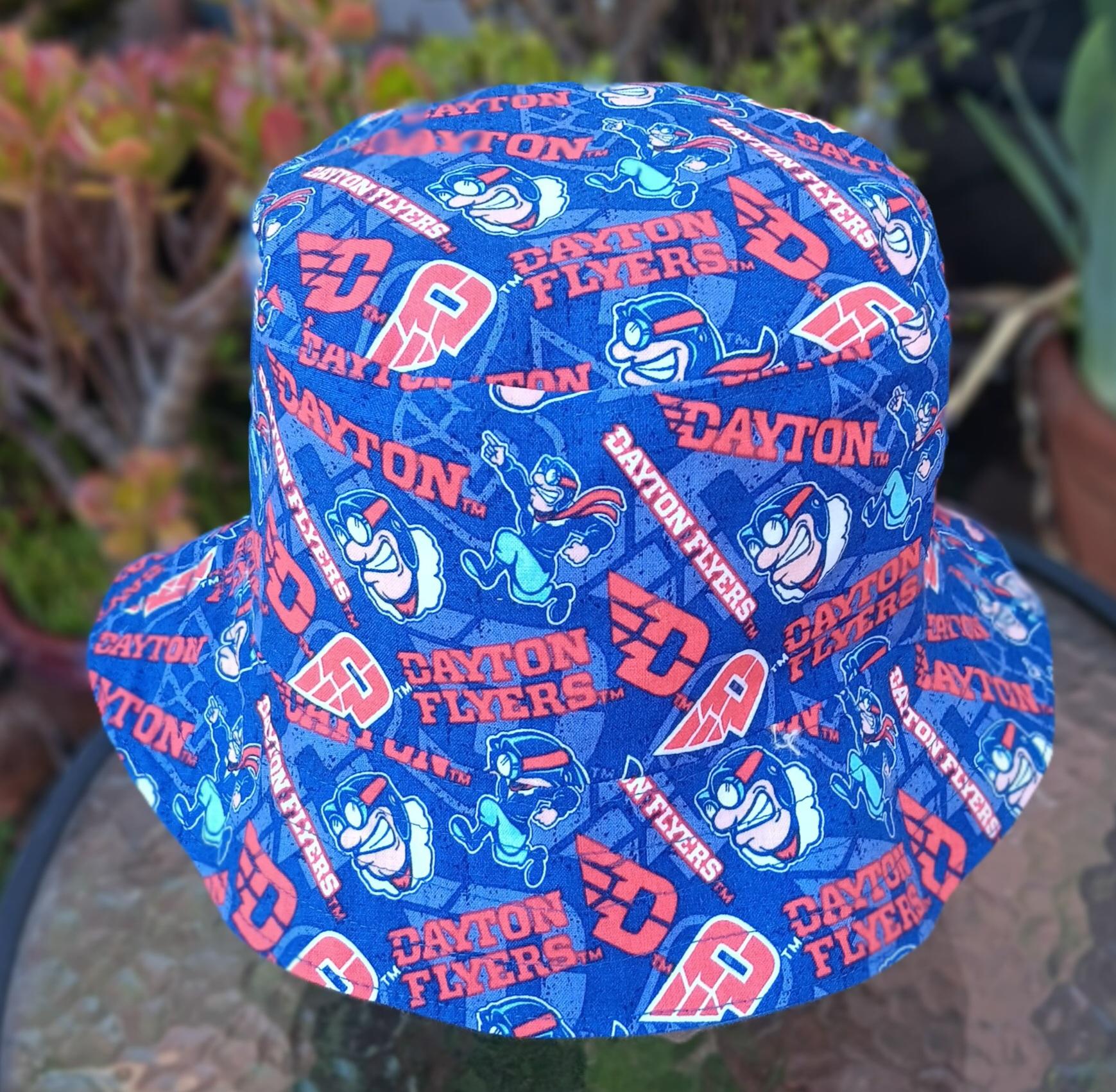 University of Dayton Flyers Bucket Hat, Handmade, Reversible to Blue, Size LARGE, summer hat, fishing hat, floppy hat