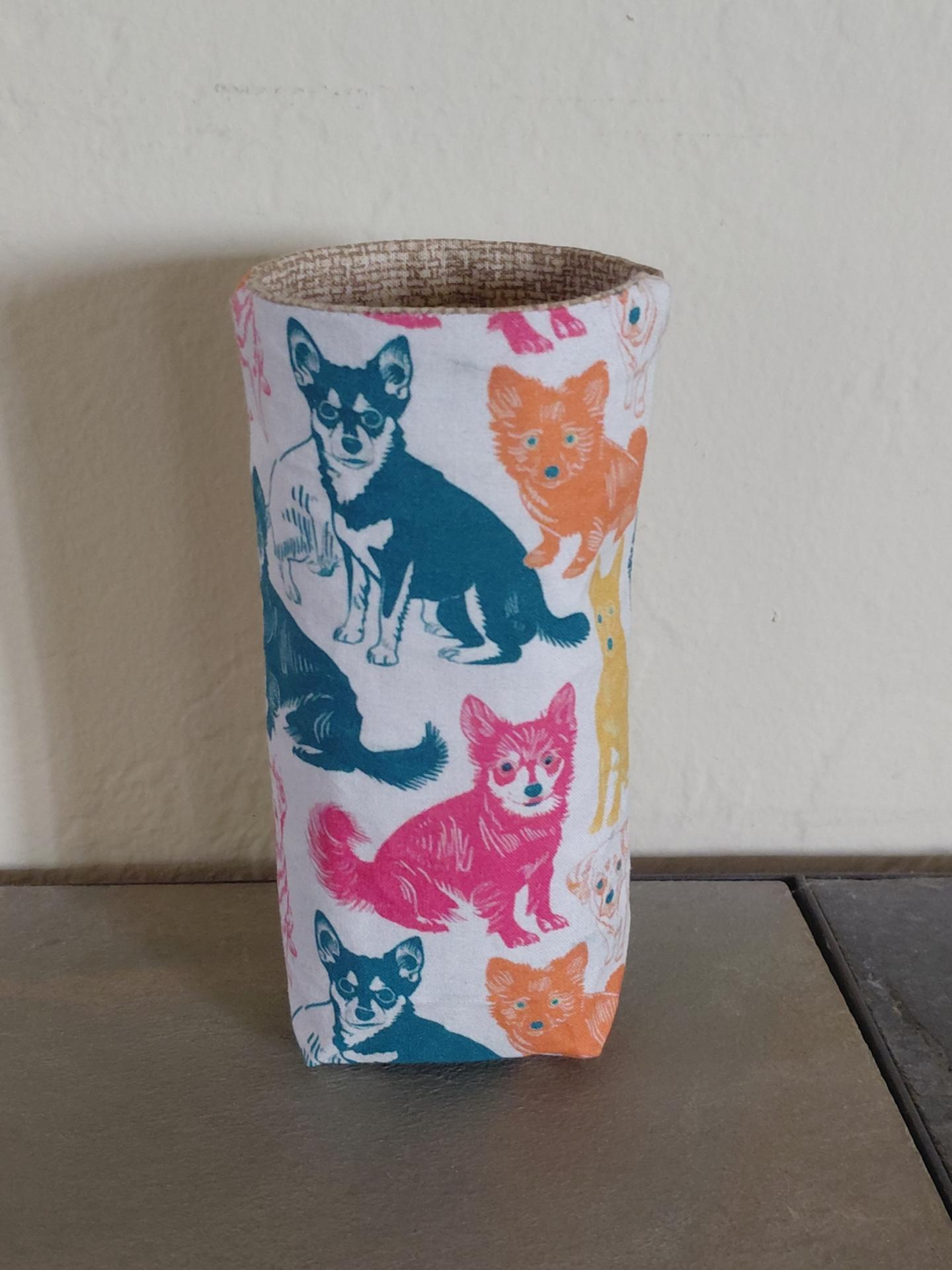 Dog Print Upright Eyeglasses Holder, Glasses Stand, Eyeglasses Cup, Weighted Fabric Eyeglass Keeper, Pet Lovers Glasses Case, Handmade