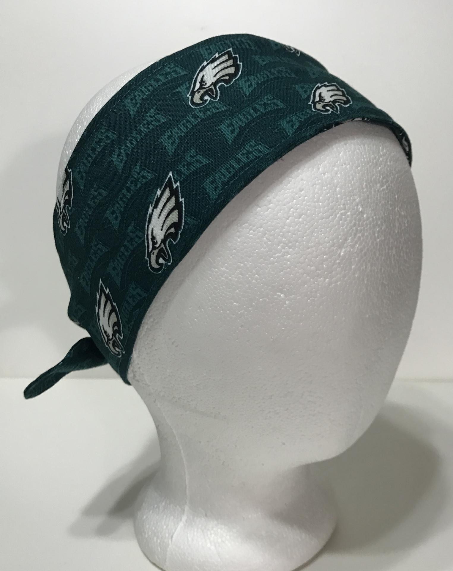 3” wide Philadelphia Eagles hair tie, hair wrap, headband, pin up, self tie, scarf, neckerchief, retro, rockabilly