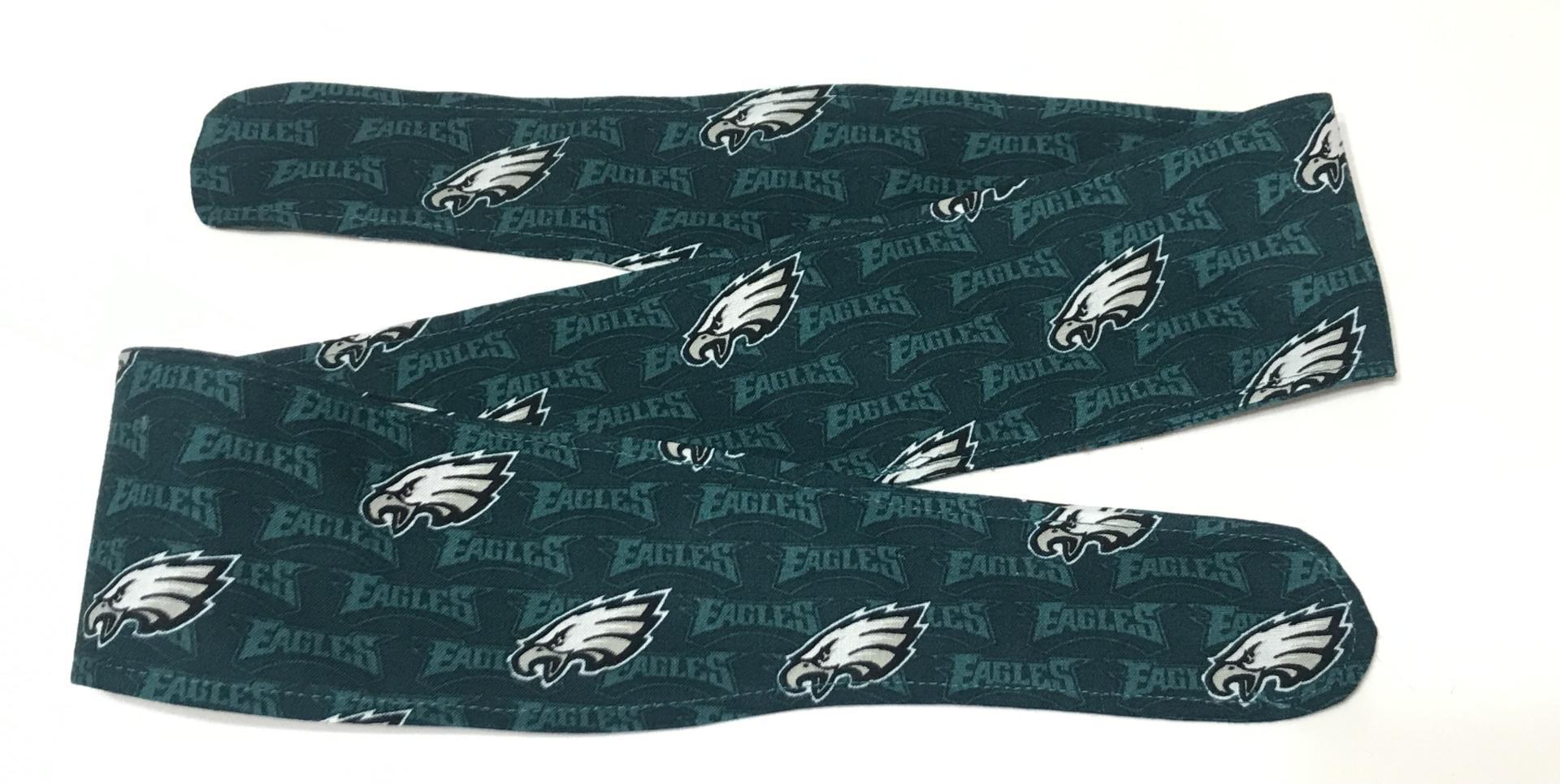 3” wide Philadelphia Eagles hair tie, hair wrap, headband, pin up, self tie, scarf, neckerchief, retro, rockabilly