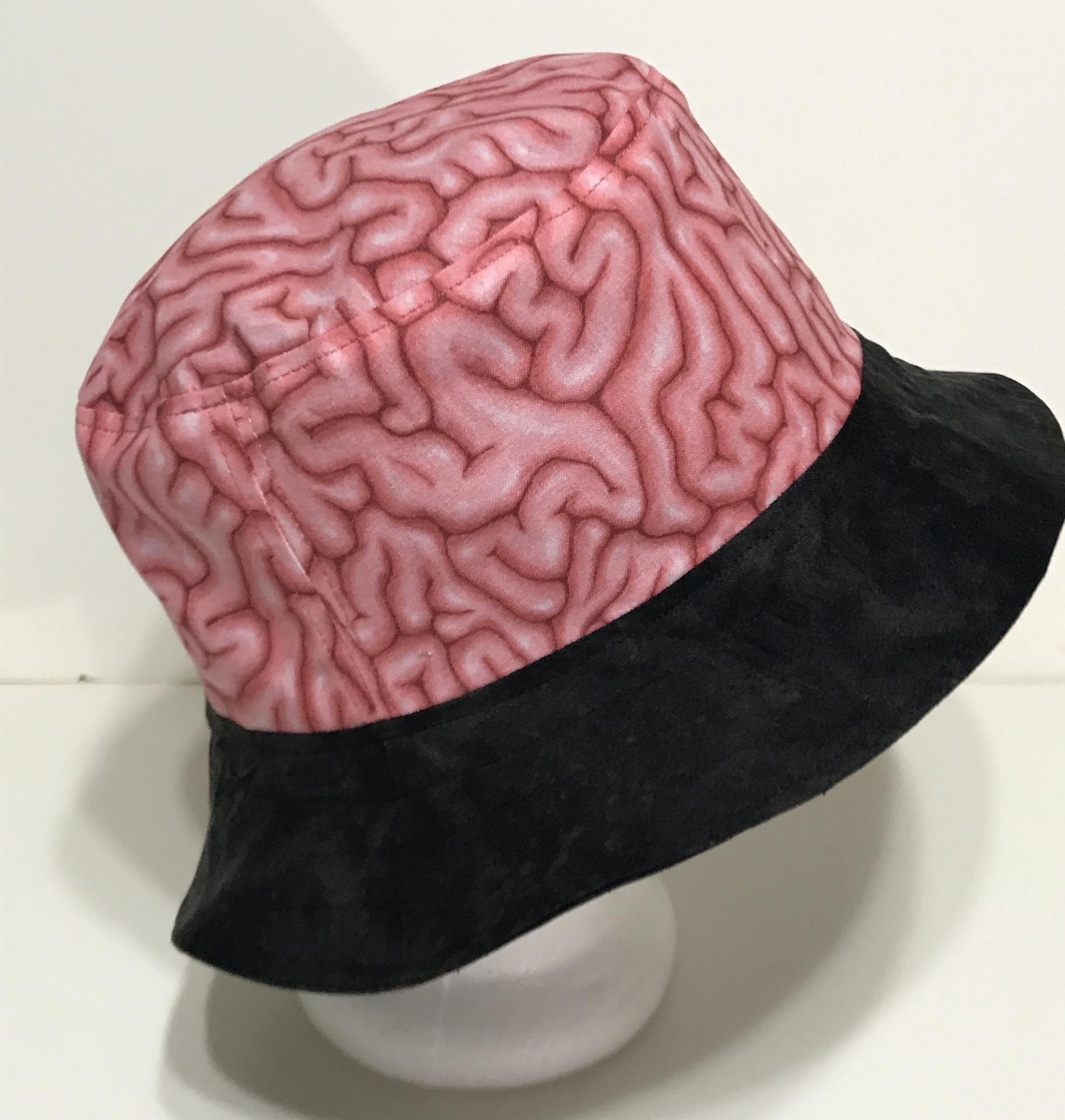 Brains Halloween Bucket Hat, Reversible, Adult Unisex Sizes S-XXL, Cotton, zombies, ghoulish, horror, fishing hat, sun hat, floppy hat