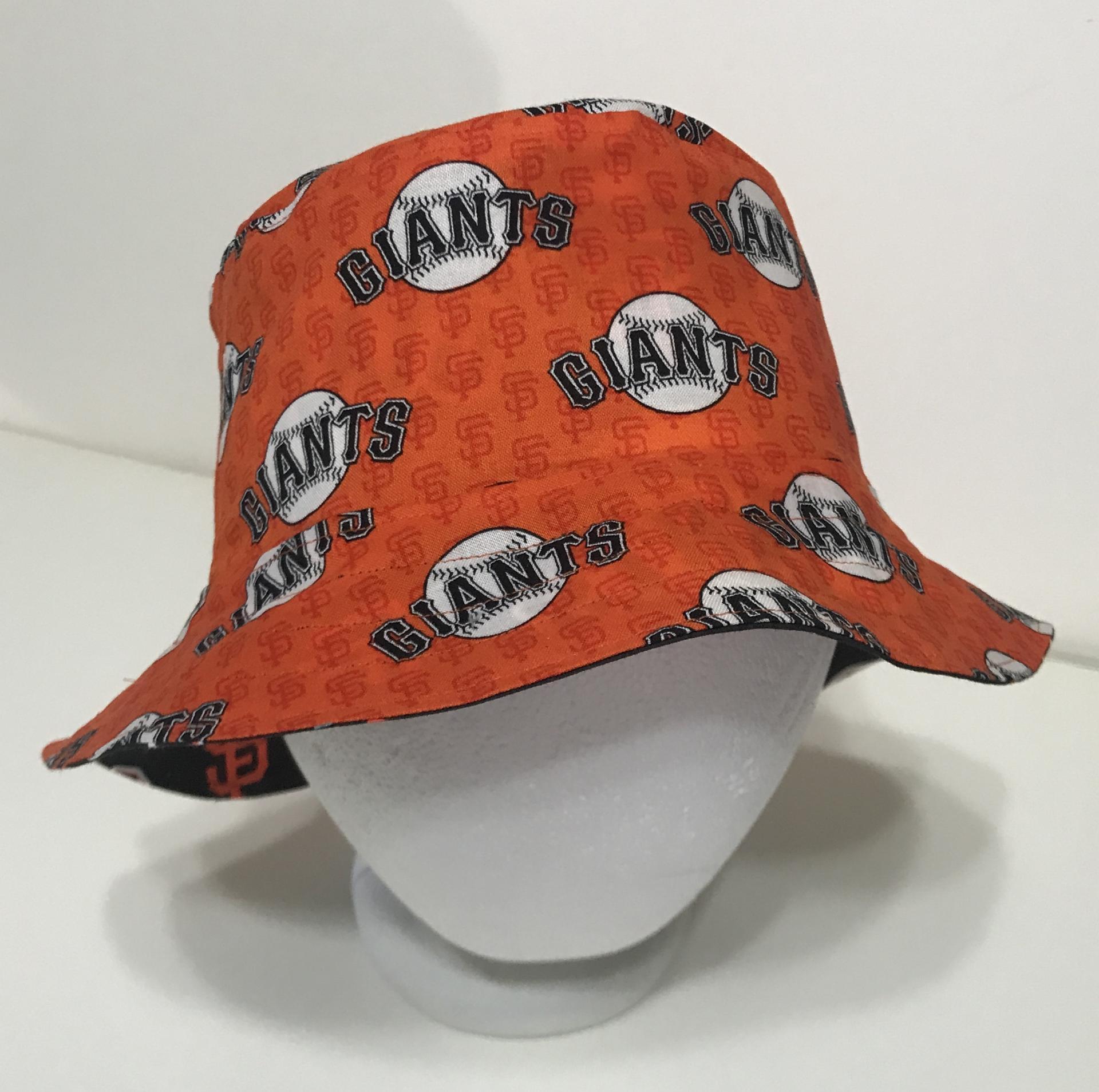 SF Giants reversible bucket hat, front view, orange side out 