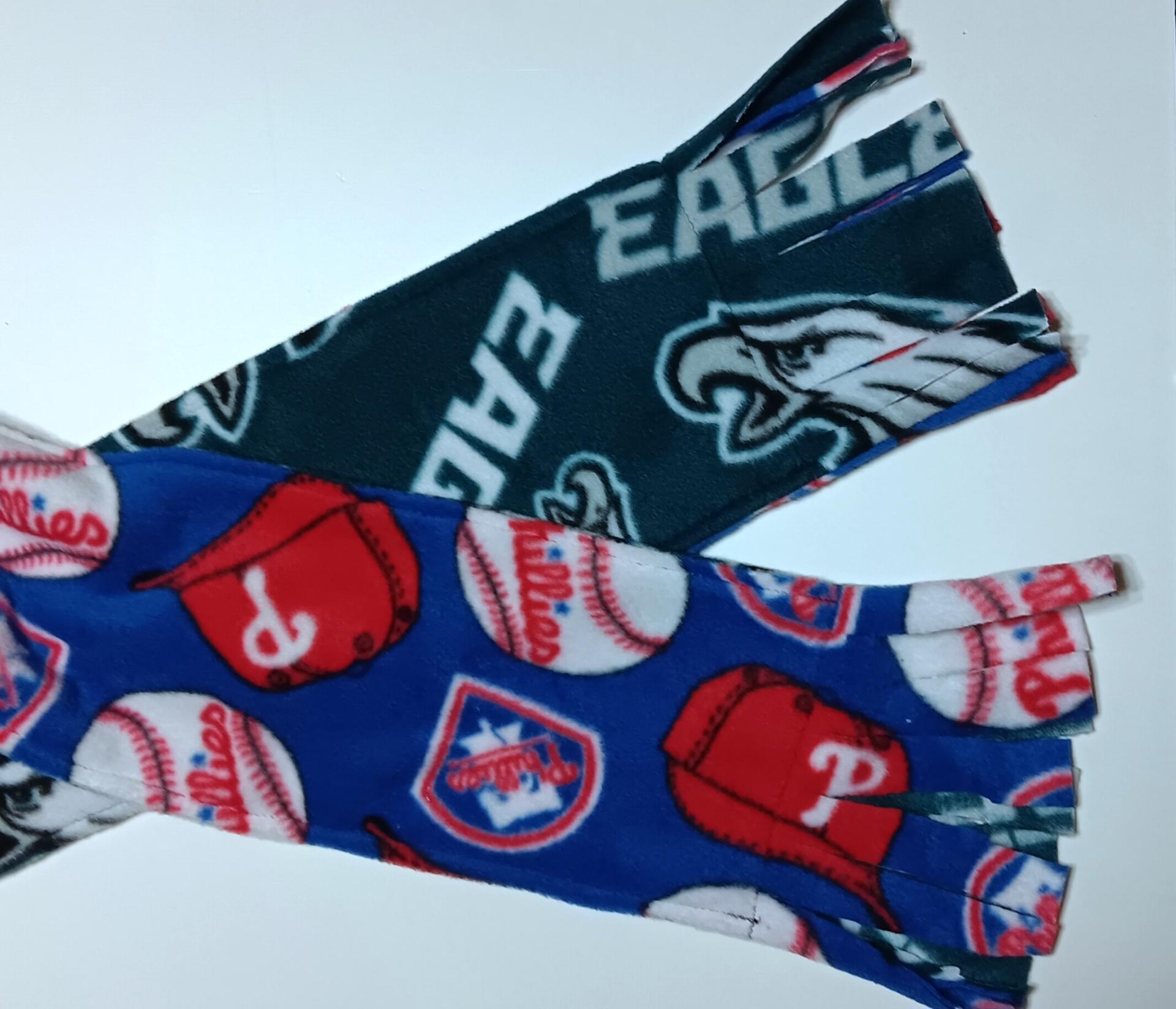 Philadelphia Phillies / Eagles Fleece Scarf with Fringe, Double Layer, Reversible, Handmade