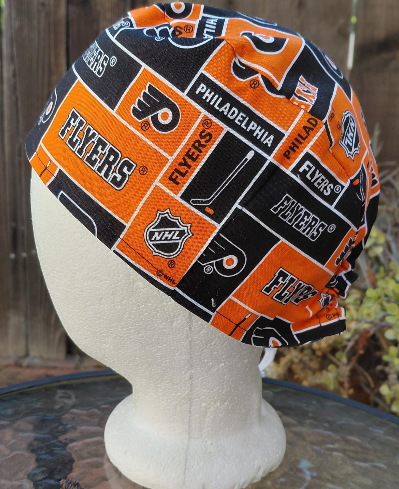 Toggle Cord Lock Reversible Philadelphia 76ers / Flyers scrub cap, handmade, for short hair, adjustable, for nurse, dentist, technician, food service