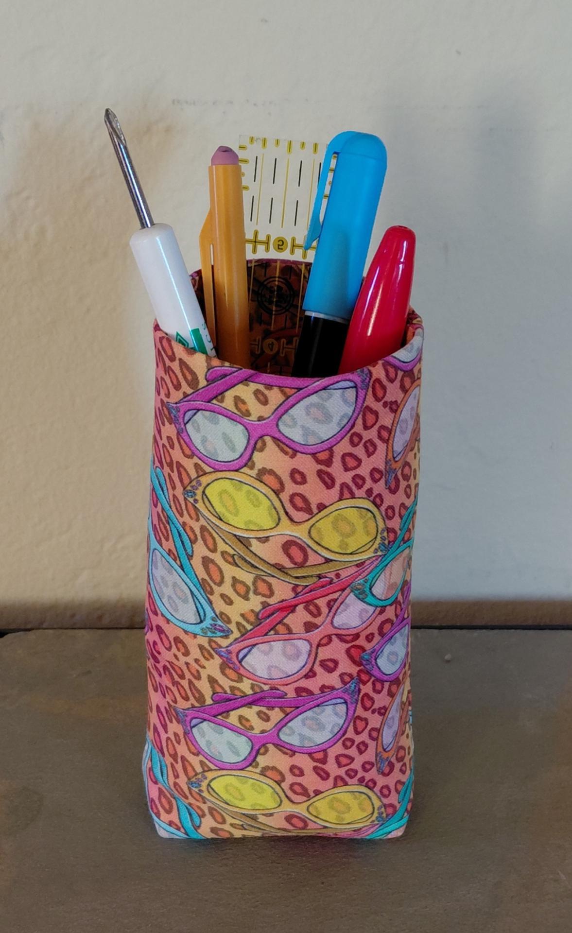 Eyeglasses Print Upright Glasses Holder, Glasses Stand, Whimsical Glasses Case, Teacher Gift, Weighted Stand-up Glasses Pouch