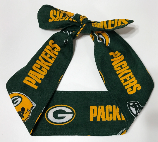 3” wide Green Bay Packers hair tie, hair wrap, headband, head wrap, pin up, self tie, scarf, retro, rockabilly, handmade