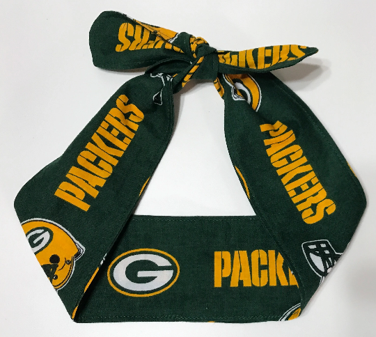 3” wide Green Bay Packers Headband, Wisconsin, hair tie, hair wrap, head wrap, pin up style, self tie, scarf, retro, rockabilly, handmade