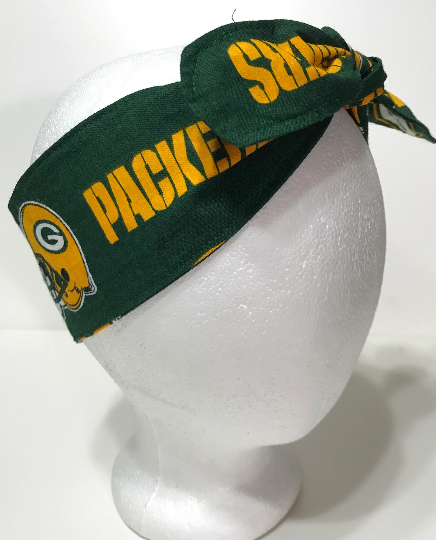 3” wide Green Bay Packers hair tie, hair wrap, headband, pin up, self tie, scarf, neckerchief, retro, rockabilly