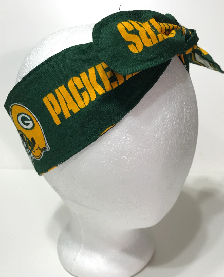 3” wide Green Bay Packers hair tie, hair wrap, headband, head wrap, pin up, self tie, scarf, retro, rockabilly, handmade