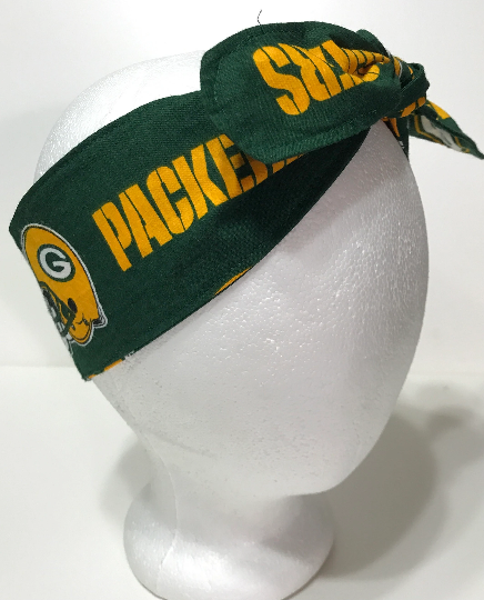 3” wide Green Bay Packers Headband, Wisconsin, hair tie, hair wrap, head wrap, pin up style, self tie, scarf, retro, rockabilly, handmade