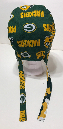 Reversible Green Bay Packers & Camouflage scrub cap, tie back, cotton, skull cap, welding cap, for nurse tech technician doctor, handmade