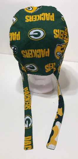 Reversible Green Bay Packers & Camouflage scrub cap, tie back, Wisconsin, cotton, skull cap, welding cap, for nurse tech technician doctor, handmade