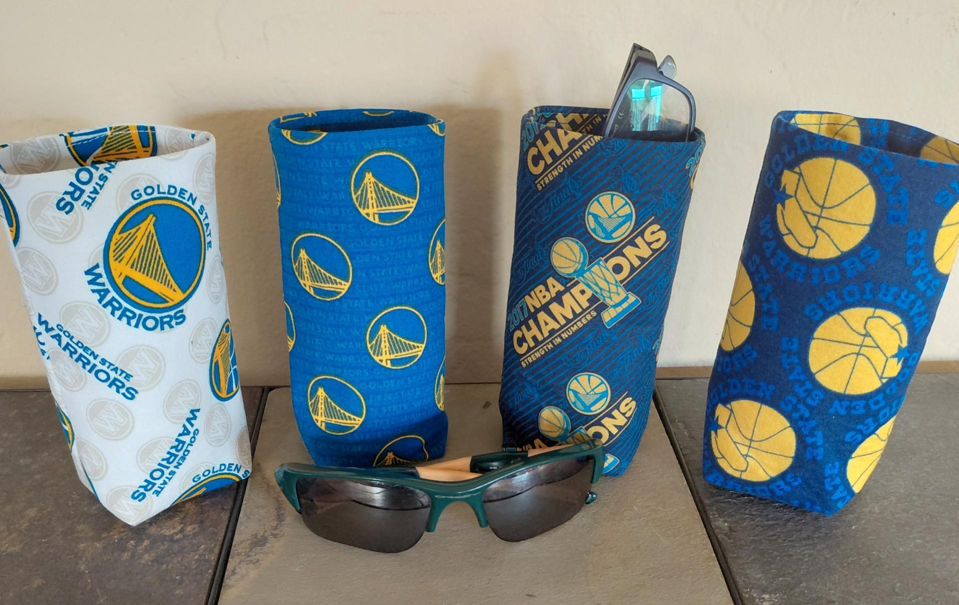 Golden State Warriors Upright Eyeglasses Holder, Handmade, Standing Weighted Glasses Case, Fabric Glasses Stand, GSW Gift