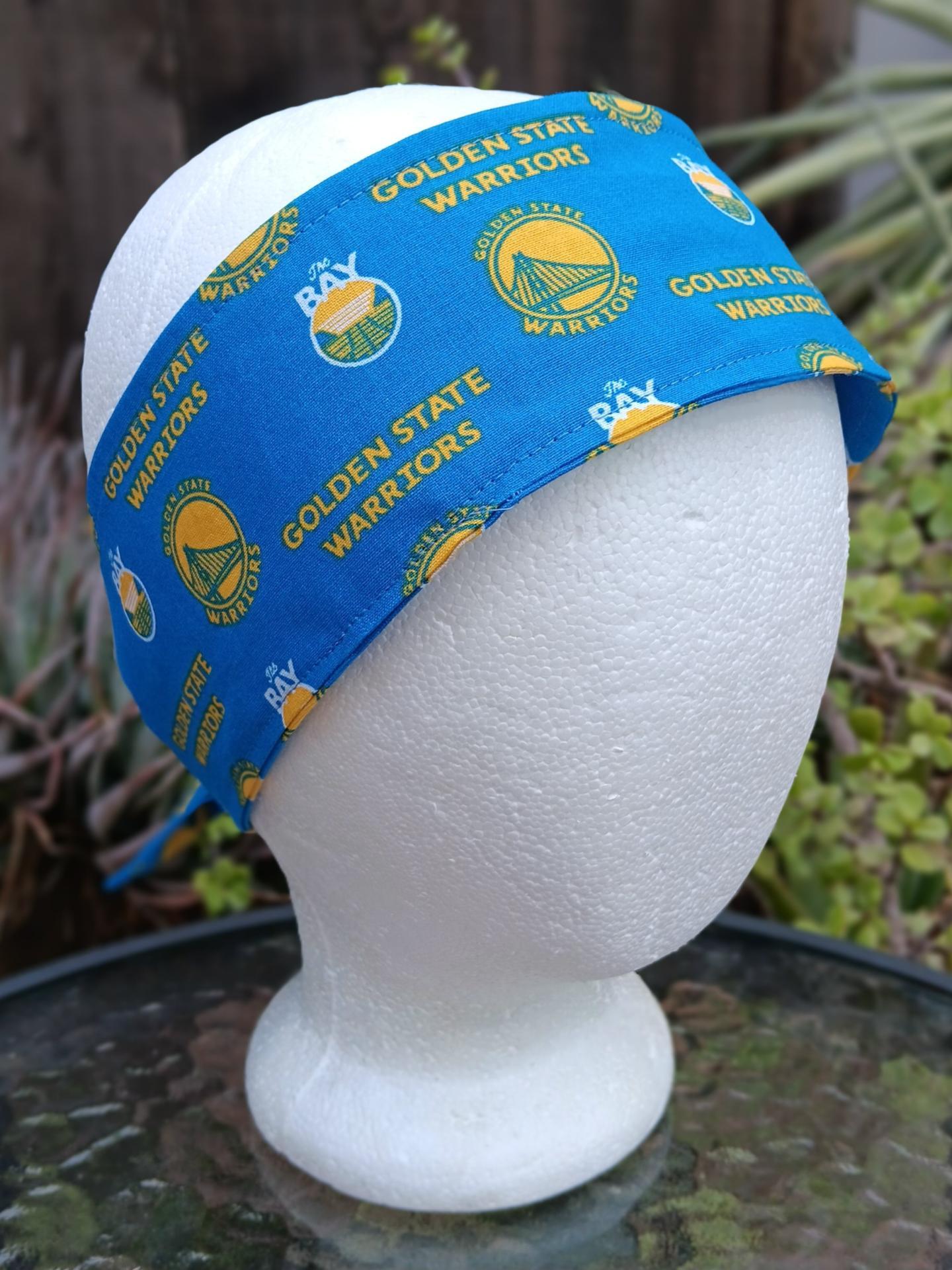 3” W Golden State Warriors headband, handmade, self tie, hair wrap, pin up style, scarf, retro style, rockabilly, GSW basketball