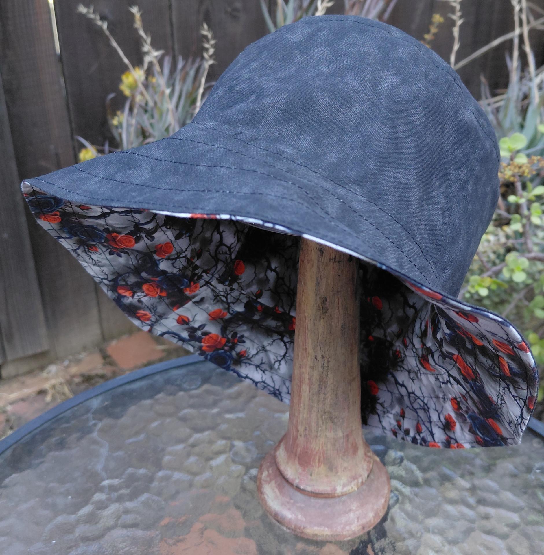 Goth Roses Bucket Hat, Moody Hat, Sizes up to 4XL, sun hat, fishing hat, ponytail hat, moody style, floppy hat, handmade
