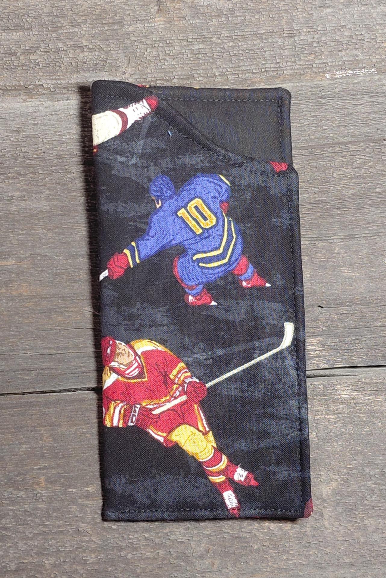 Hockey Print Eyeglass Sleeve, Hockey Appreciation Gift, Glasses Pouch, Black and White Sunglasses Case