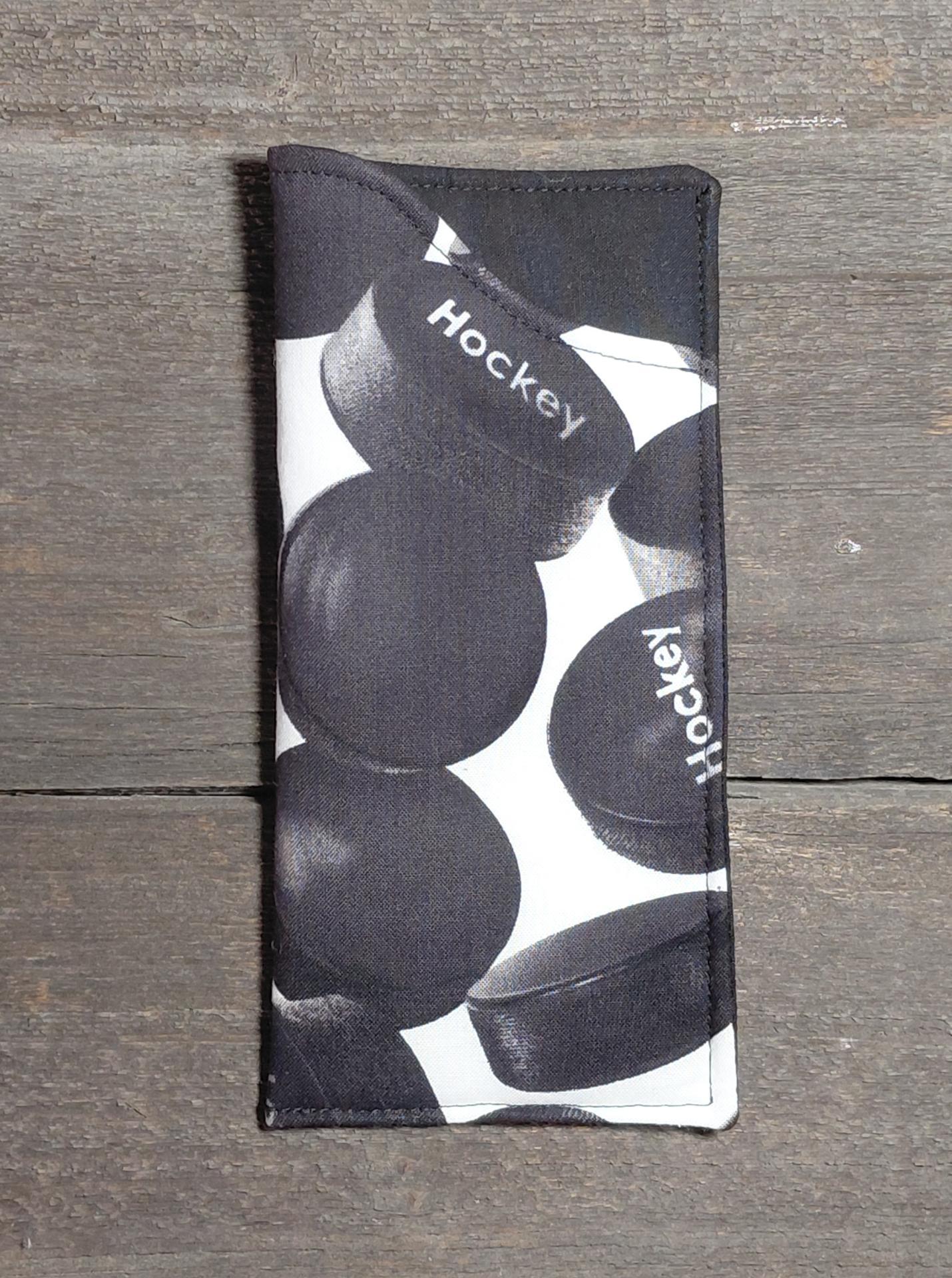 Hockey Print Eyeglass Sleeve, Hockey Appreciation Gift, Glasses Pouch, Black and White Sunglasses Case