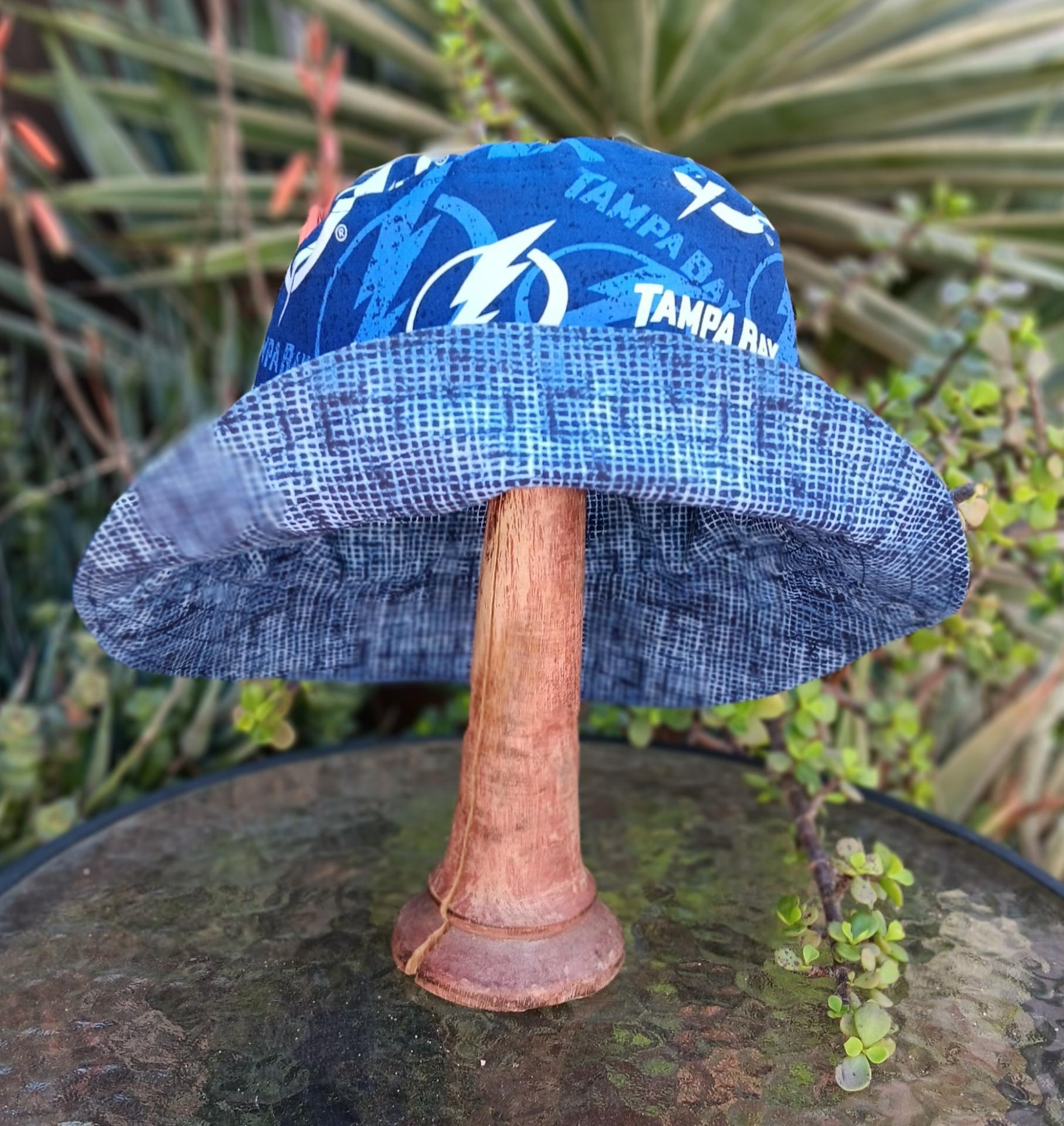 Tampa Bay Lightning Bucket Hat, Reversible, Unisex Sizes S-XXL, Cotton, Handmade, summer fishing hat, ponytail sun hat, floppy hat