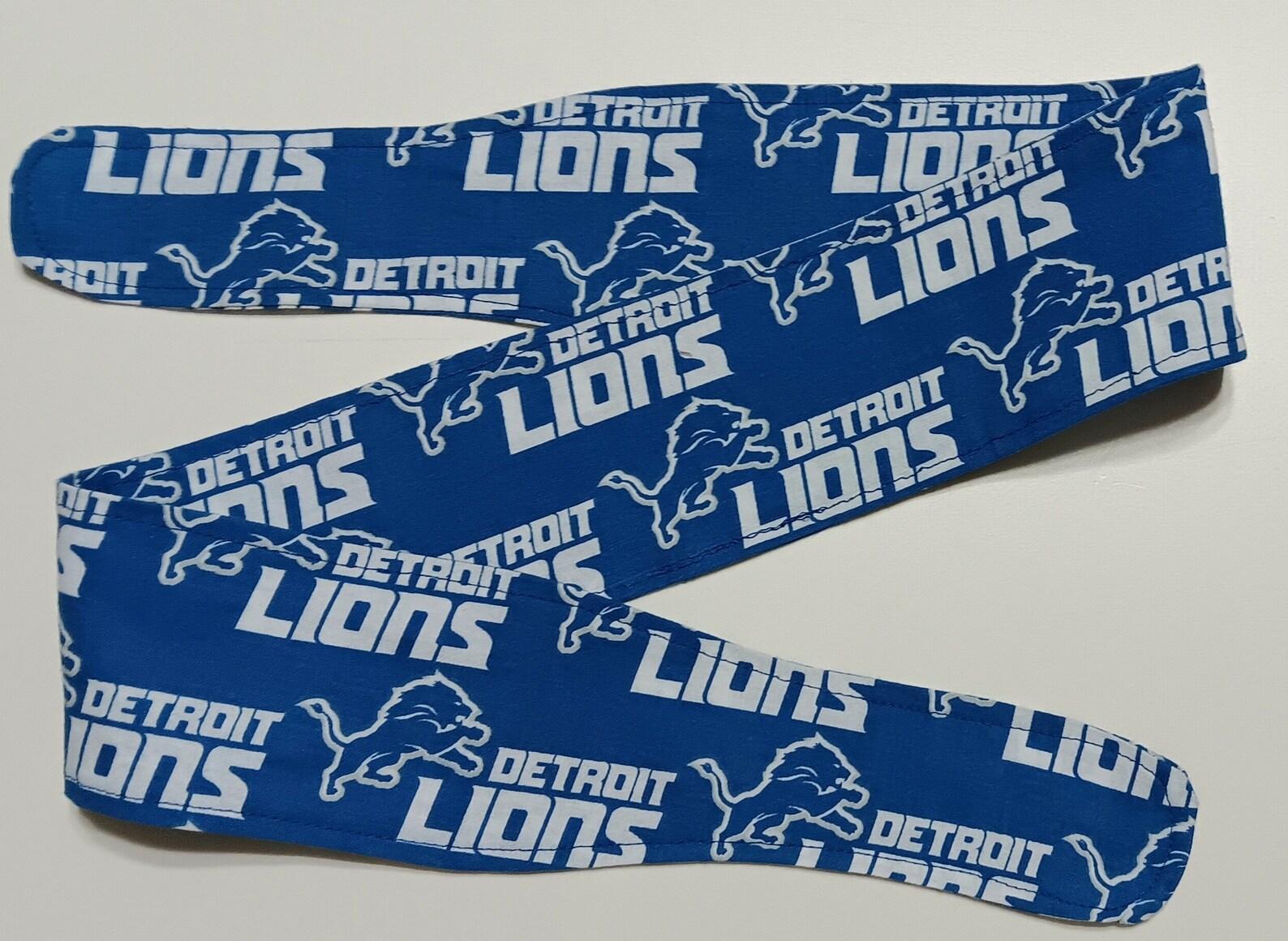 3” Wide Detroit Lions headband, hair wrap, hair tie, head wrap, pin up, hair tie, retro style, head scarf, handmade