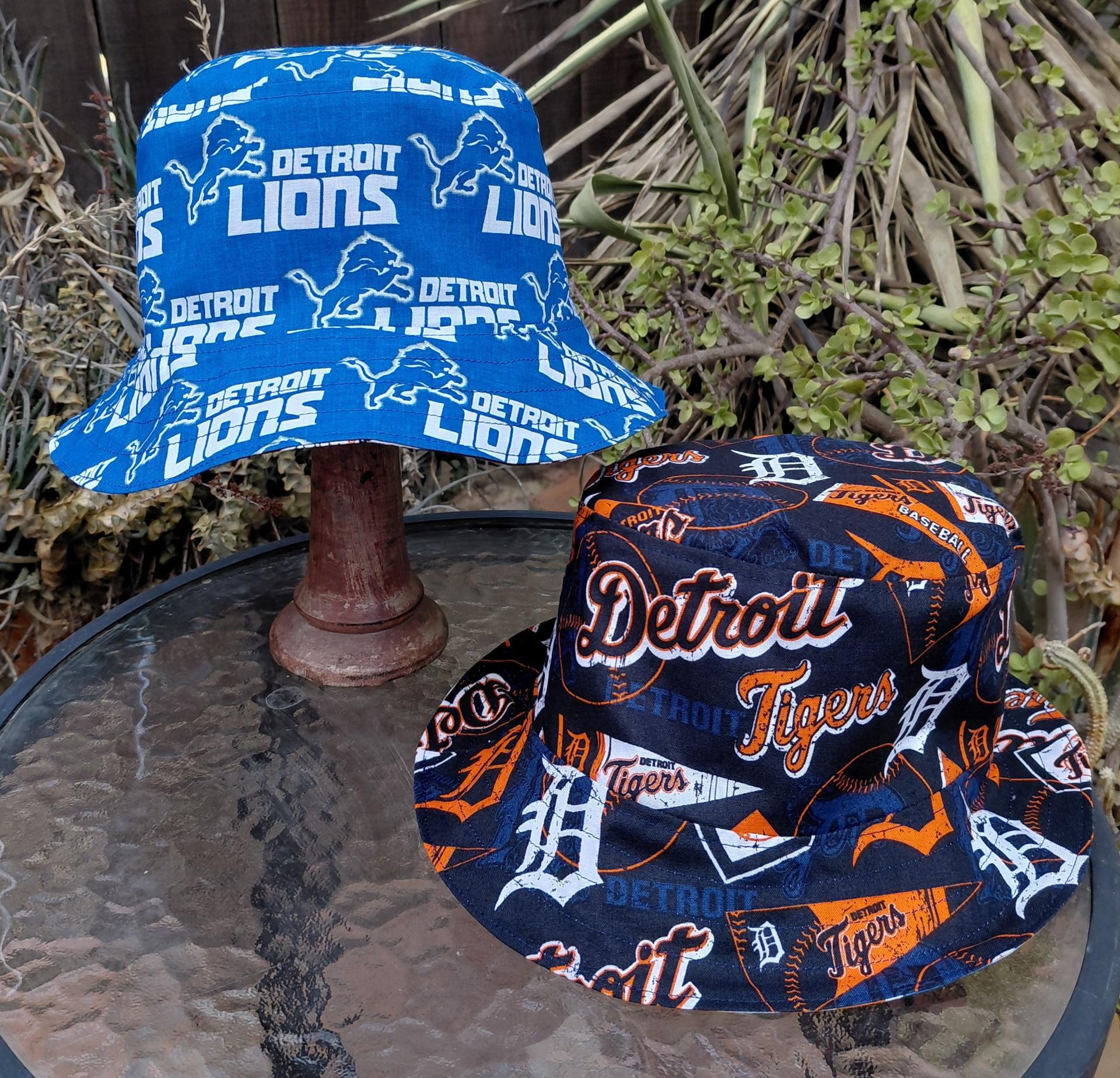 Detroit Lions / Tigers Bucket Hat, Handmade, Reversible, Sizes up to 4XL, Michigan sports, summer hat, fishing hat, sun hat, floppy hat, ponytail hat