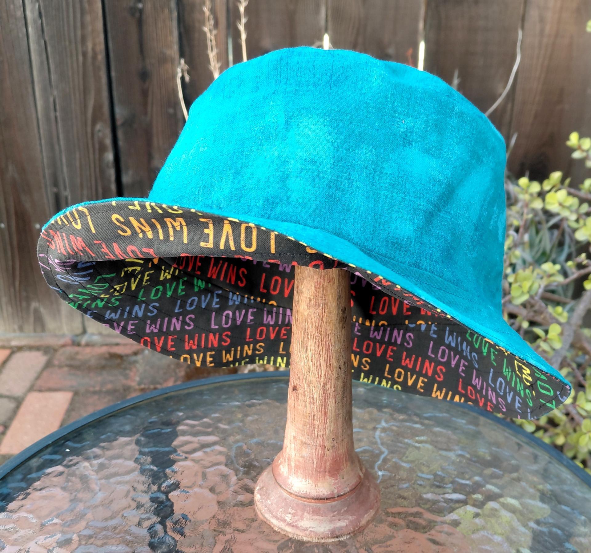 Love Wins Bucket Hat, Rainbow, LGBTQ, Pride, Reversible, Adult Size LARGE, cotton, summer hat, fishing hat, sun hat, floppy hat