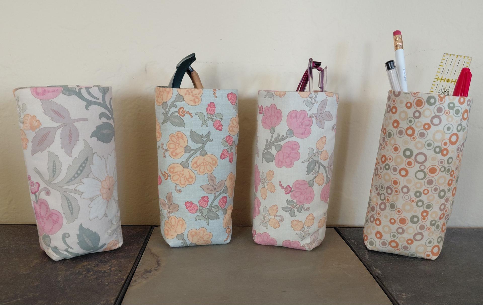 Floral Upright Eyeglasses Holder, Glasses Stand, Glasses Holder, Weighted Stand-up Glasses Pouch, Botanical, Pink Green Gold Cream Pastels