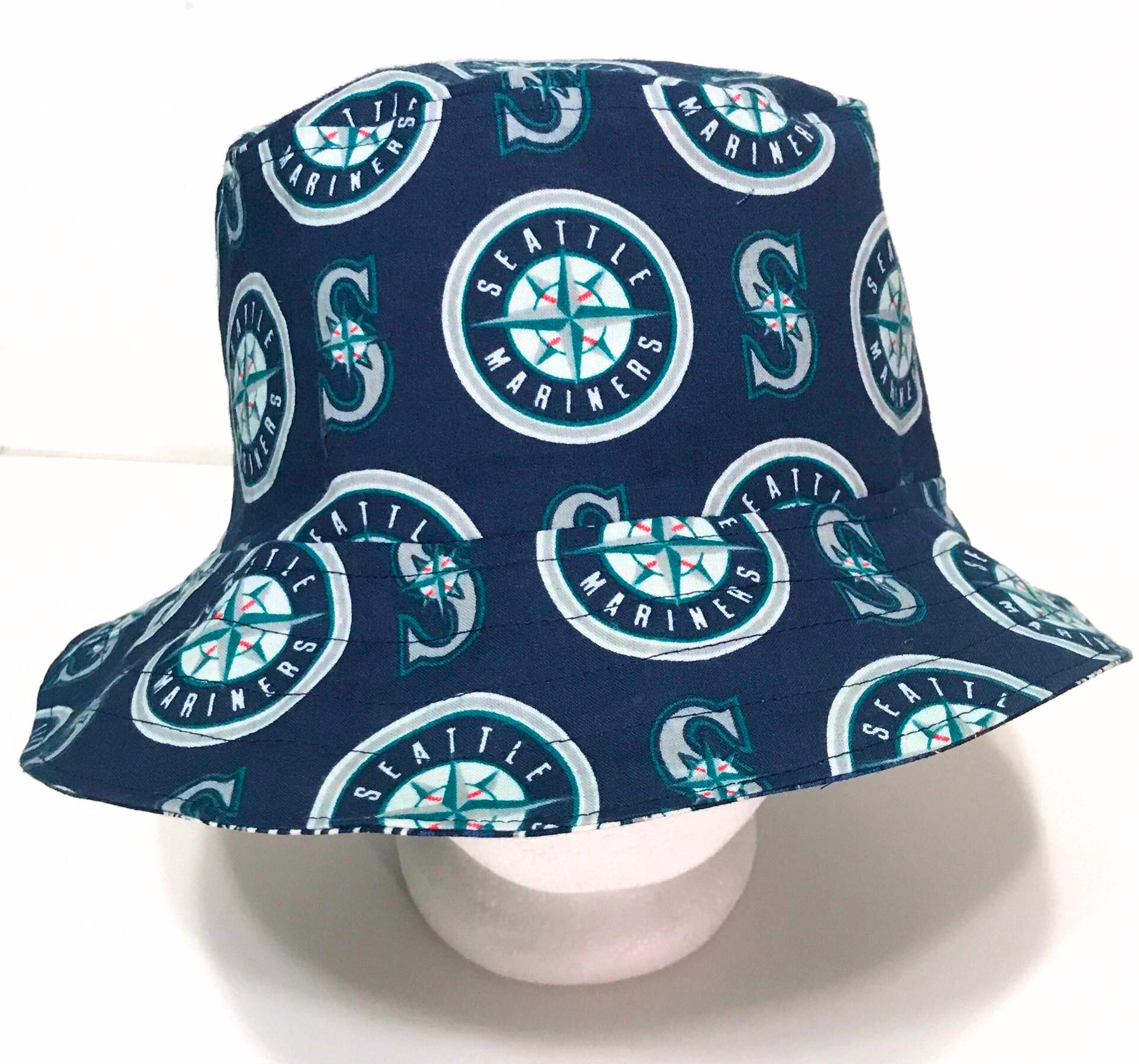 Seattle Mariners Bucket Hat, Handmade, Reversible, Unisex Sizes up to 4XL, ponytail hat, fishing hat, sun hat, floppy hat