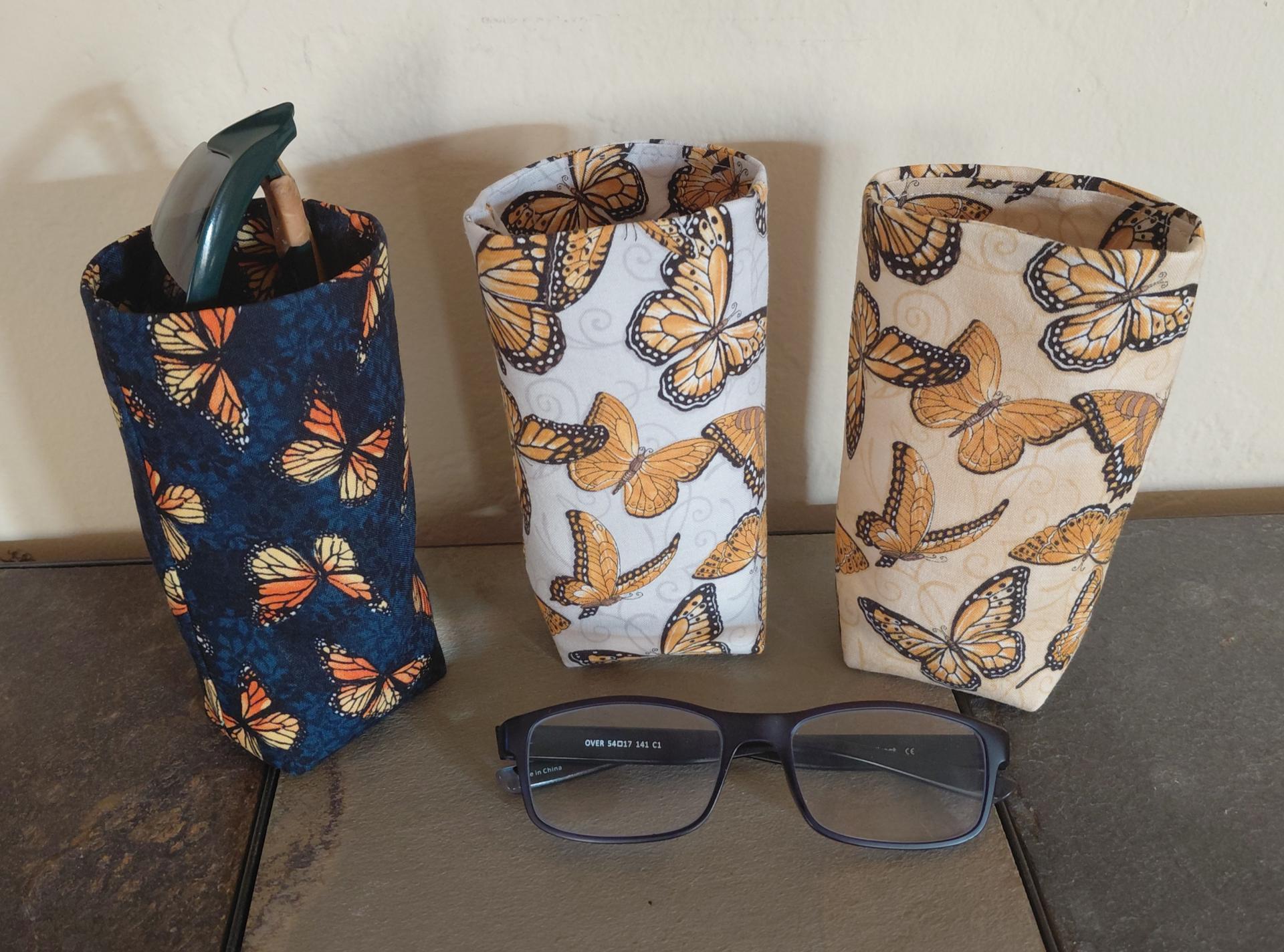 Monarch Eyeglass Holder, Glasses Stand, Eyeglasses Case, Weighted Stand-up Glasses Pouch, Butterfly Lover Gift