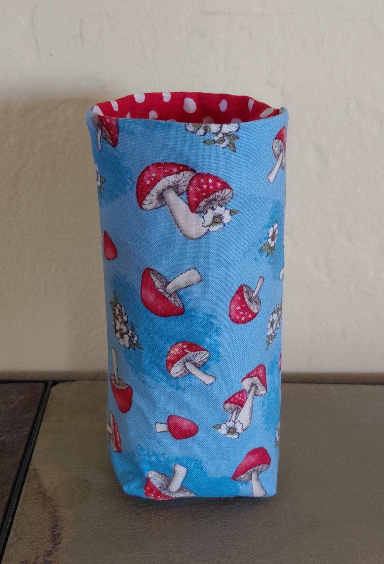 Mushroom Print Upright Eyeglasses Holder, Glasses Stand, Weighted Fabric Eyeglasses Case, Cottage Core Gift