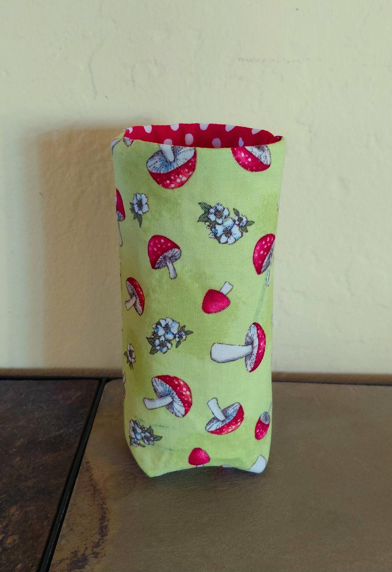 Mushroom Print Upright Eyeglasses Holder, Glasses Stand, Weighted Fabric Eyeglasses Case, Cottage Core Gift