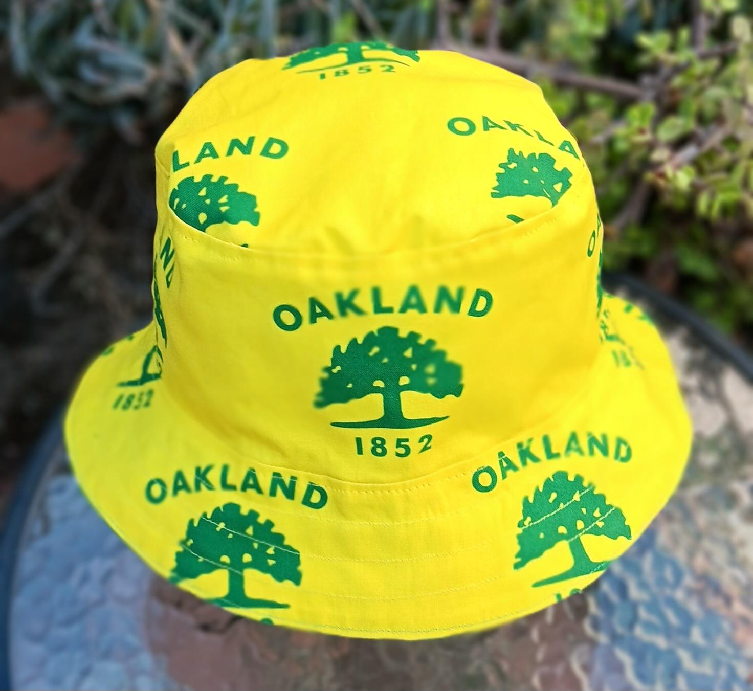 City of Oakland Flag Bucket Hat, Sizes up to 4XL, 1852 Tree flag, reversible, fishing hat, sun hat, floppy hat, adults or older children