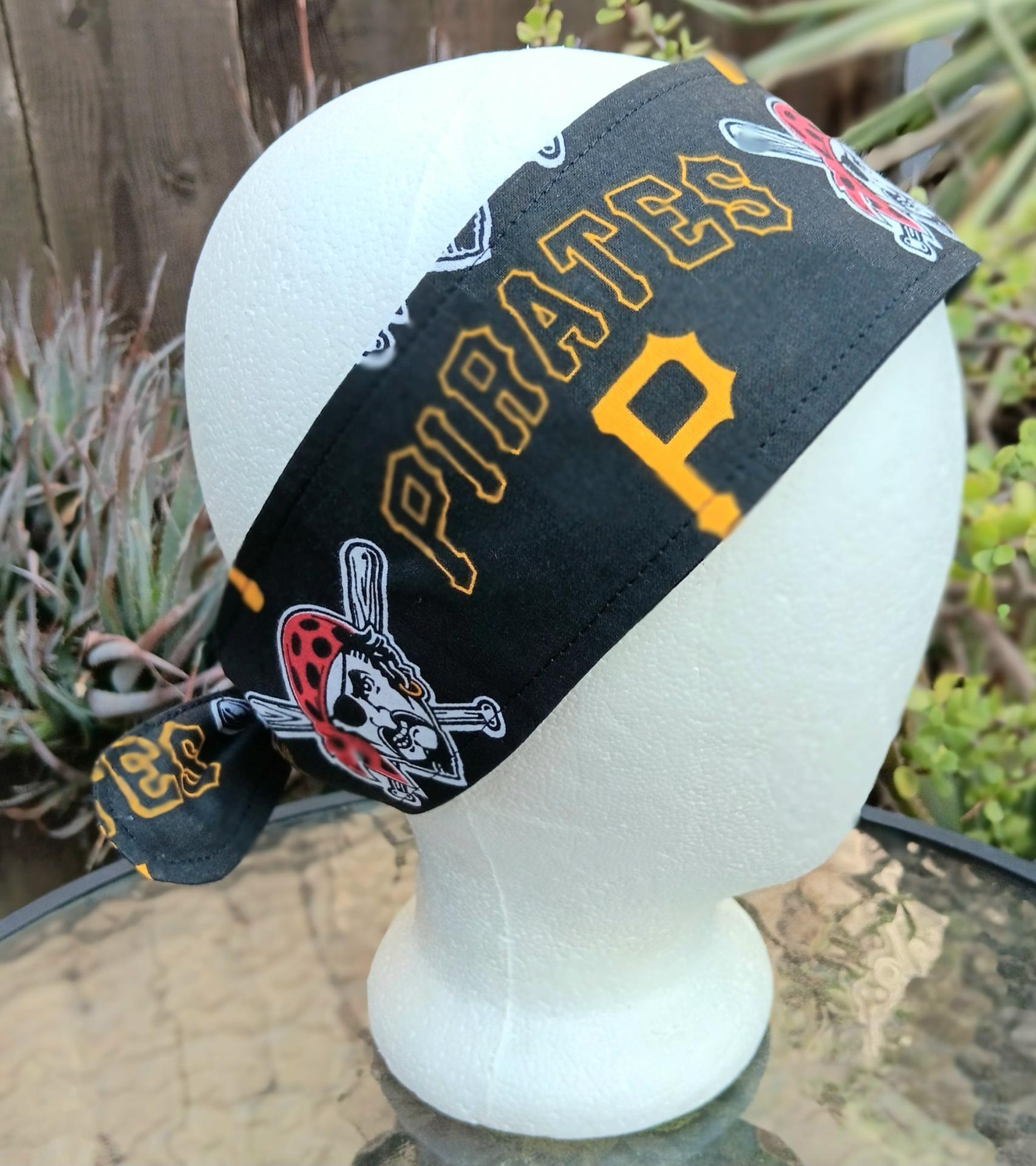 3” wide Pittsburgh Pirates headband, handmade, self tie, pin up style, hair tie, head scarf, bandana, retro style, hat band, rockabilly