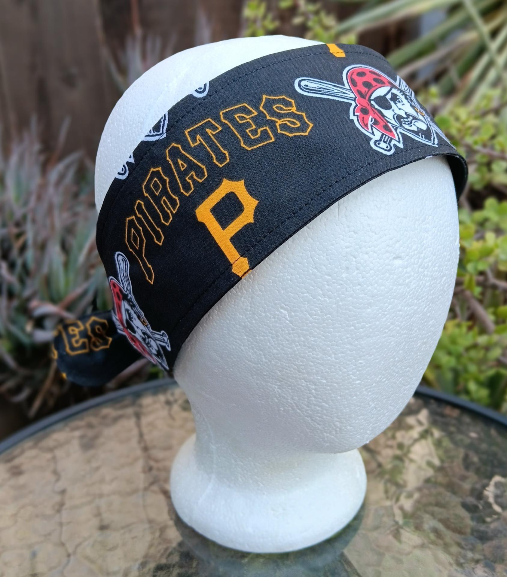 3” wide Pittsburgh Pirates headband, handmade, self tie, pin up style, hair tie, head scarf, bandana, retro style, hat band, rockabilly