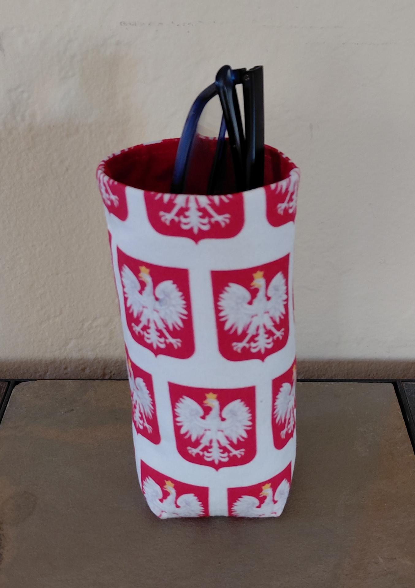 Polish Eagle Upright Eyeglasses Holder, Glasses Stand, Glasses Holder, Polish American Gift, Weighted Stand-up Glasses Pouch, Polska gift