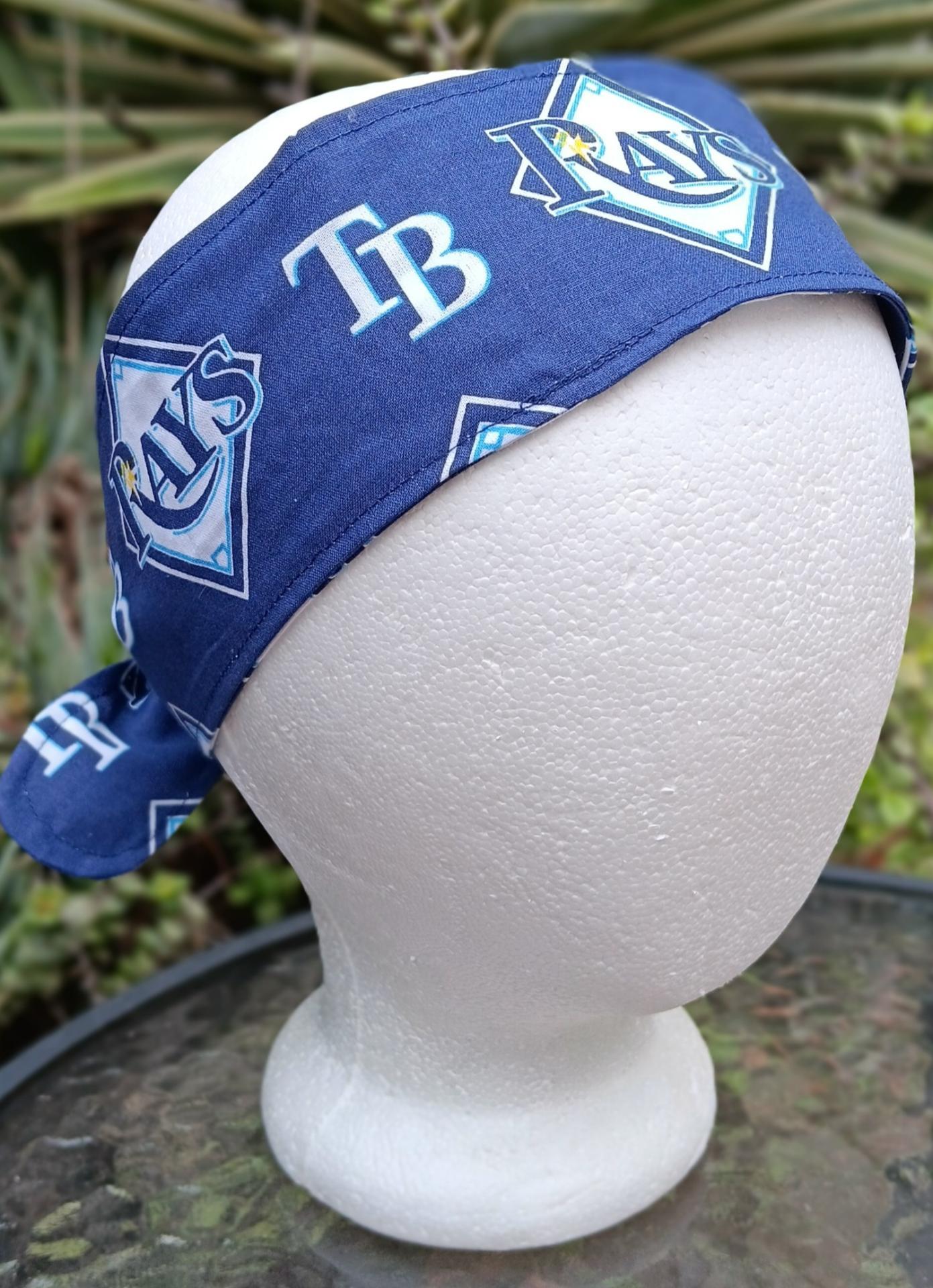 3” Wide Tampa Bay Rays headband, self tie, hair wrap, pin up style, hair tie, bandana, scarf, rockabilly, bandana, baseball, handmade