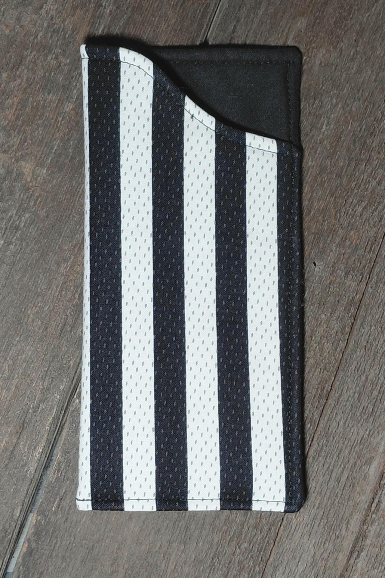 Referee Stripes Eyeglass Sleeve, Referee Appreciation Gift, Glasses Pouch, Black and White Sunglasses Case