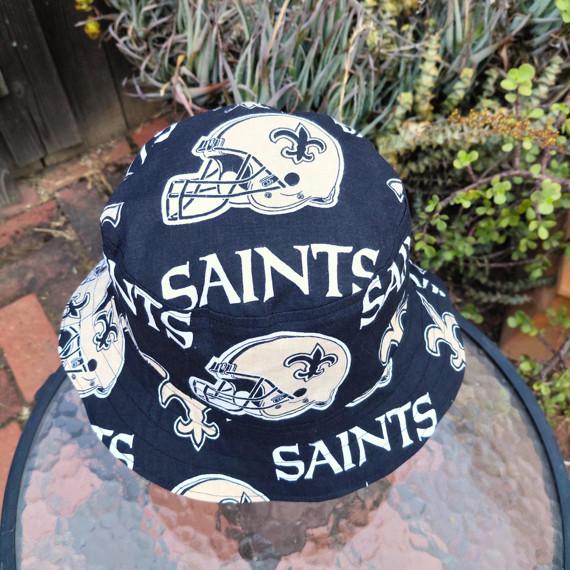 New Orleans Saints Bucket Hat, Handmade, Reversible, Sizes up to 4XL, fishing hat, sun hat, floppy hat, adults or older children, Louisiana hat