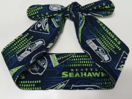 3” wide Seattle Seahawks hair tie, headband, pin up, self tie, scarf, neckerchief, retro, rockabilly, handmade
