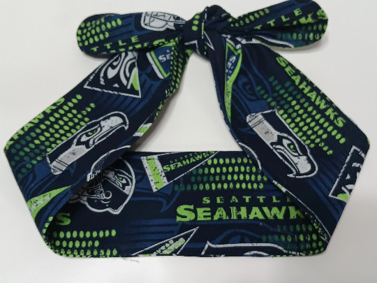 3” wide Seattle Seahawks hair tie, headband, self tie, pin up style, scarf, retro style, rockabilly, handmade