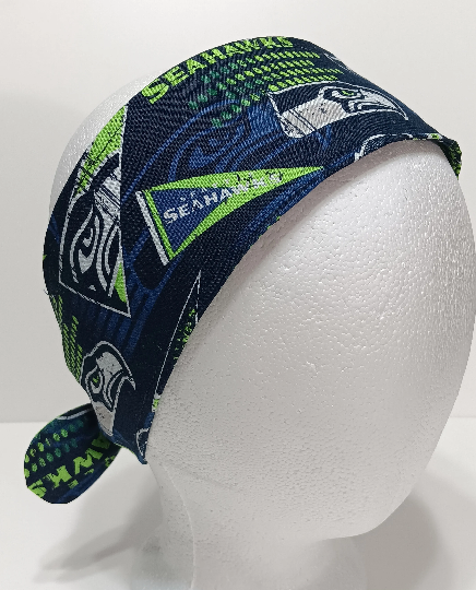 3” wide Seattle Seahawks hair tie, headband, self tie, pin up style, scarf, retro style, rockabilly, handmade