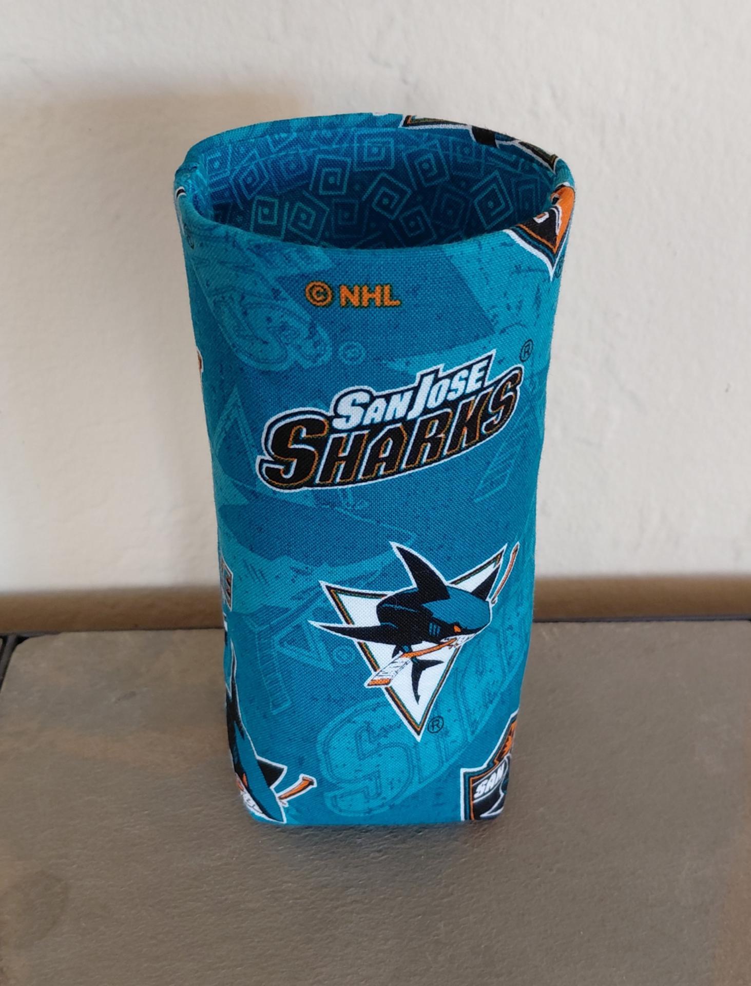 San Jose Sharks Upright Eyeglasses Holder, Handmade, Weighted Glasses Case, Glasses Stand, Eyeglasses Cup, Gift for Sharks fan, Hockey