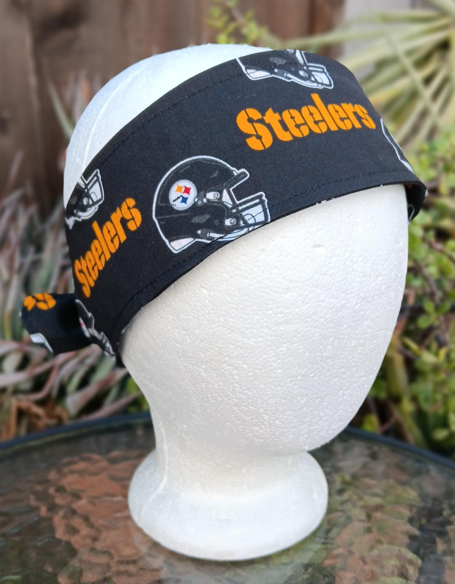 3” wide Pittsburgh Steelers headband, self tie, pin up style, scarf, bandana, retro style, rockabilly, handmade