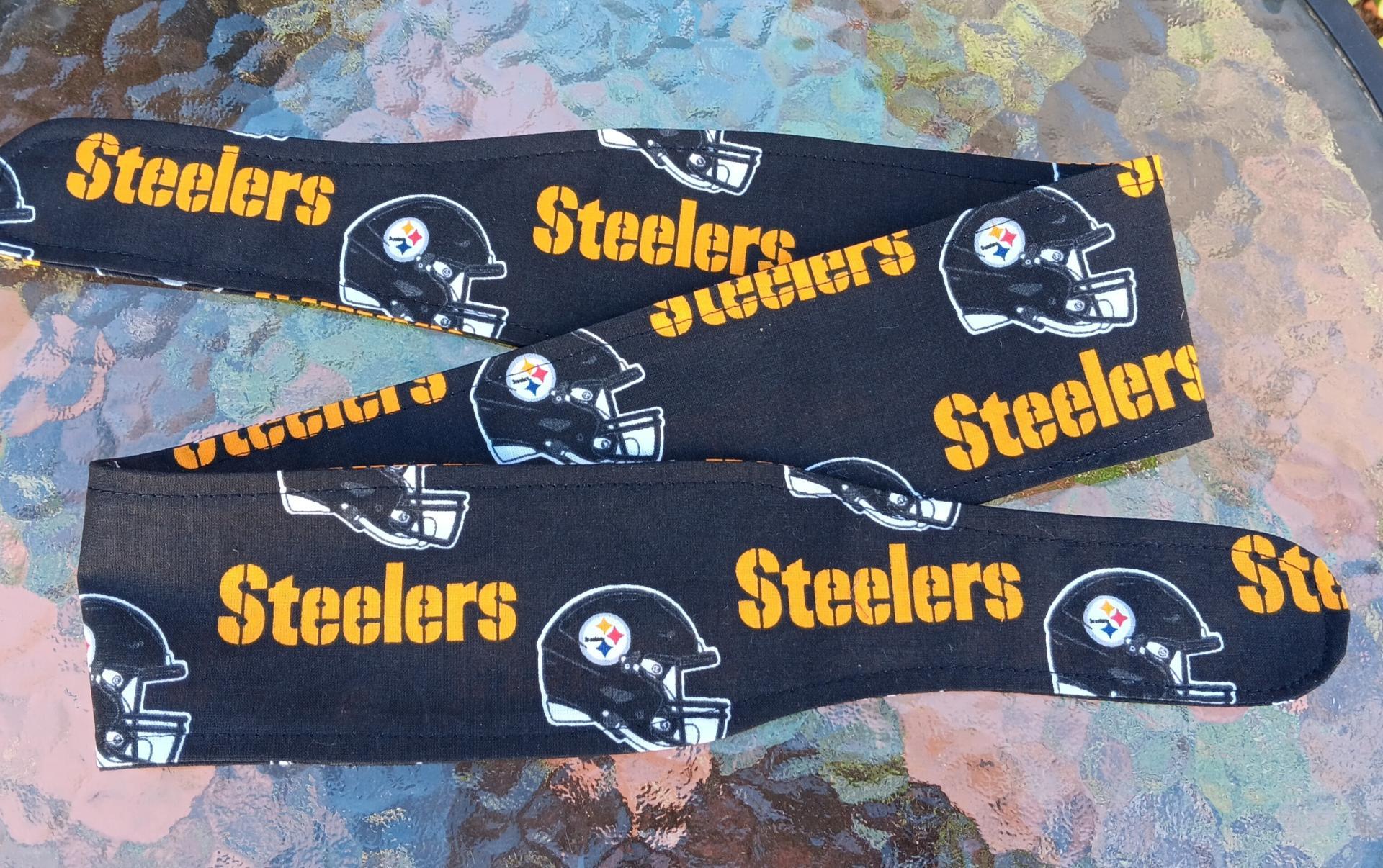 3” wide Pittsburgh Steelers headband, self tie, pin up style, scarf, bandana, retro style, rockabilly, handmade