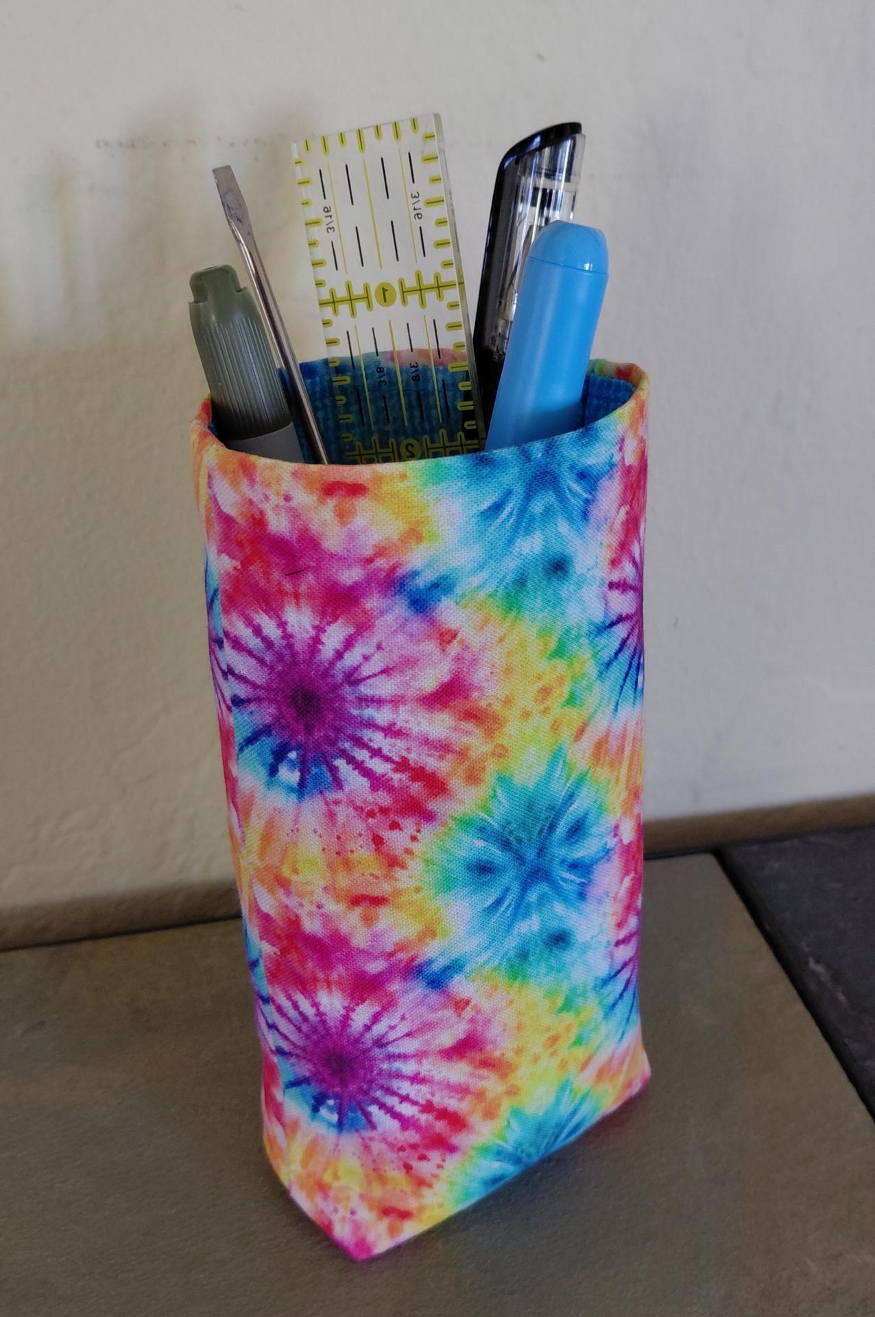 Tie Dye Print Eyeglasses Holder, Multicolored Glasses Stand, Glasses Holder, Mom Gift, Weighted Stand-up Glasses Pouch, Tie Dye Lover Gift