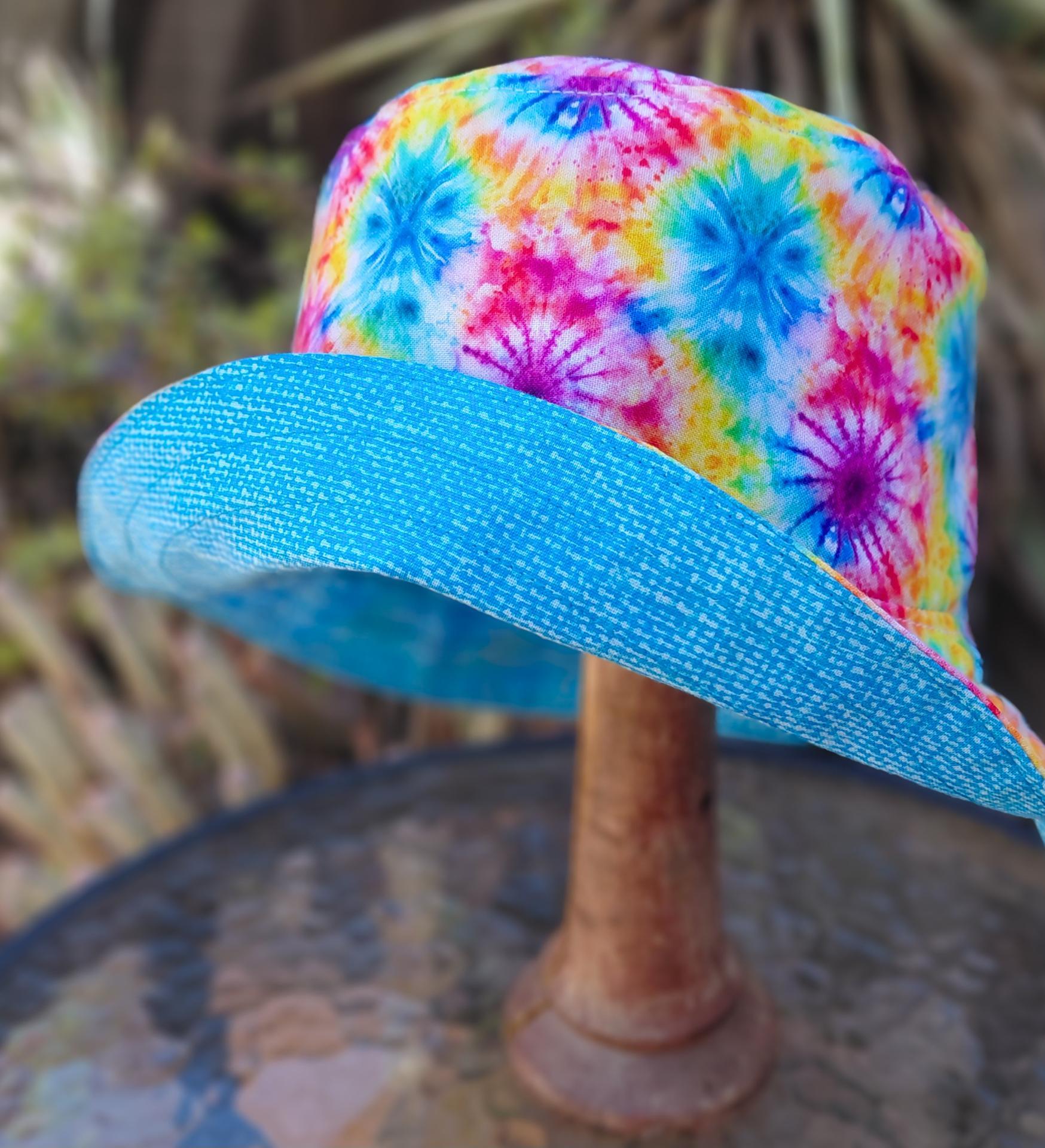 Tie Dye Print Bucket Hat, Multicolor, Reversible, Adult Size Medium, band hat, fishing hat, sun hat