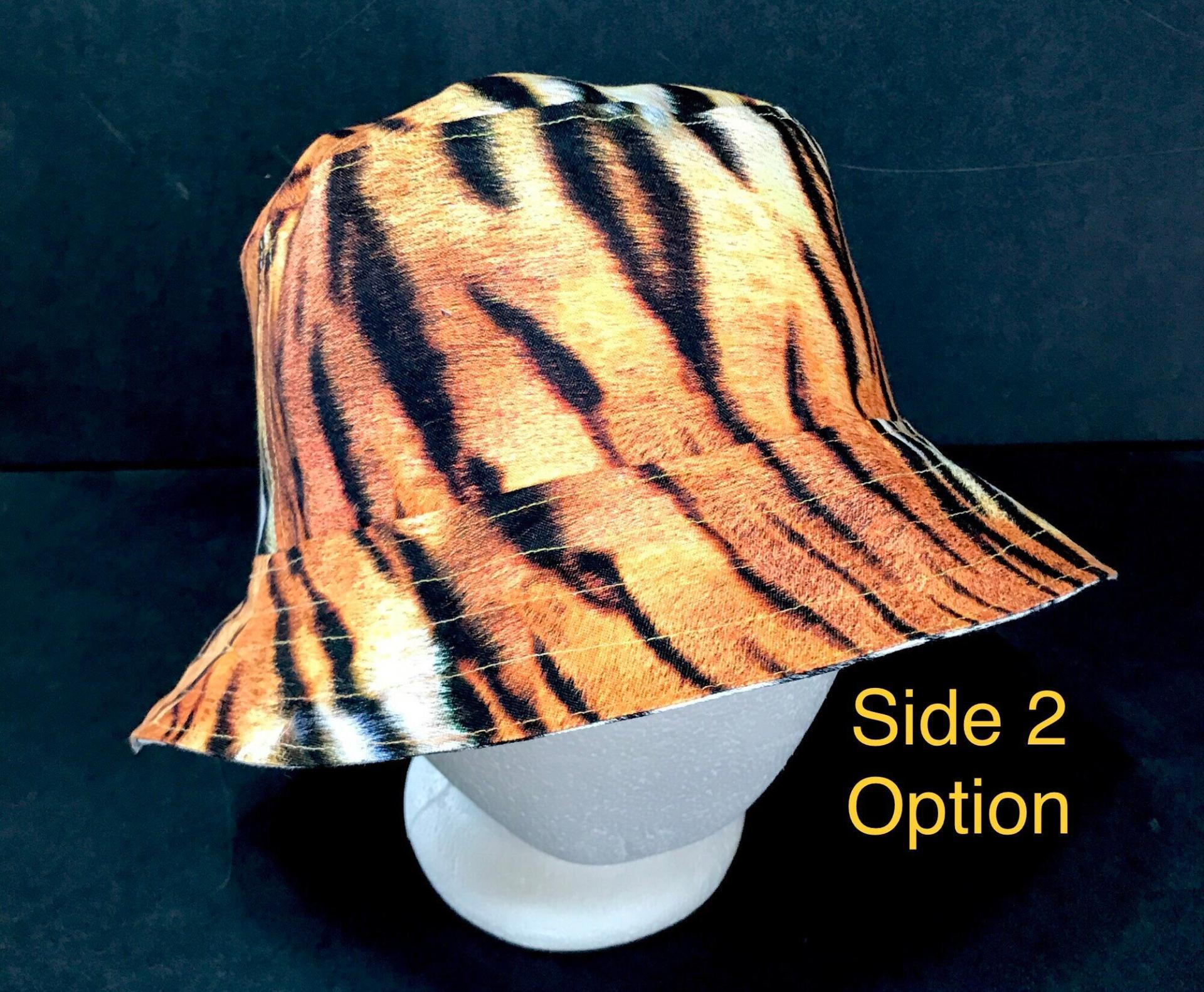 Cincinnati Bengals Bucket Hat, Reversible to Tiger Stripes, Sizes S-XXL, Handmade, fishing hat, sun hat, summer hat, floppy hat