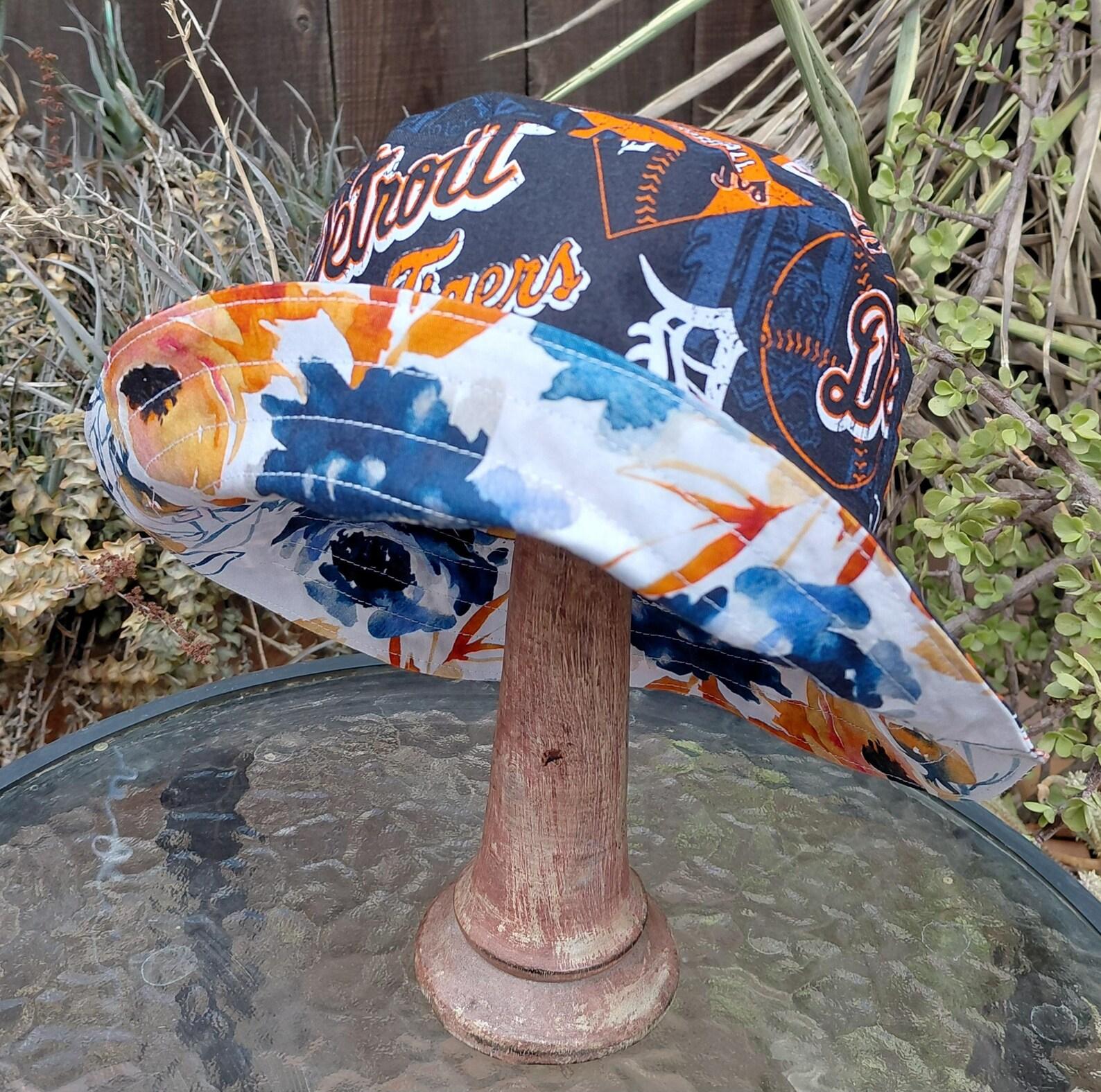 Detroit Tigers Bucket Hat, Handmade, Reversible to Blue & Orange Floral, Unisex Sizes up to 4XL, baseball, fishing hat, sun hat, floppy hat, Michigan sports