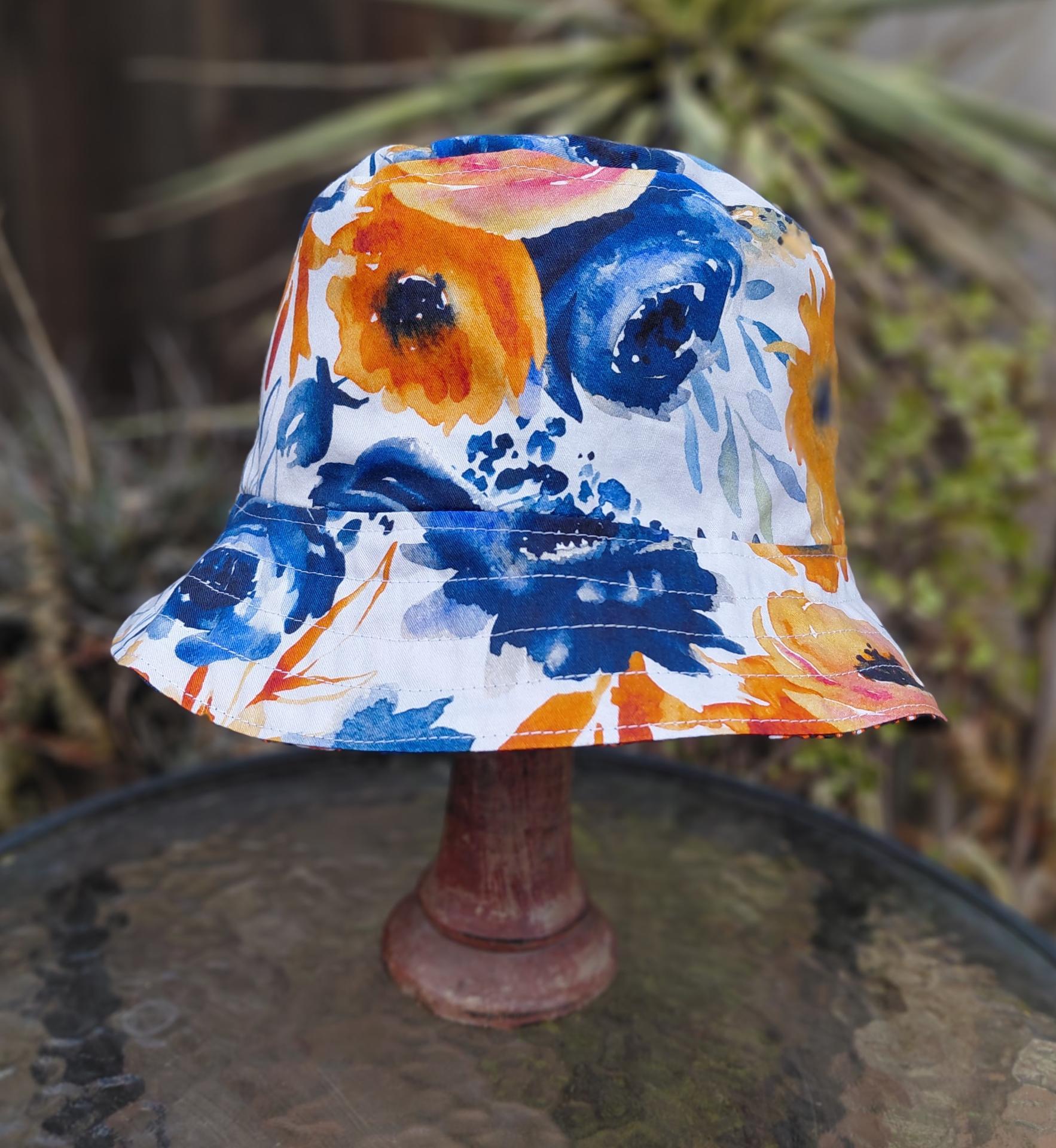 Detroit Tigers Bucket Hat, Handmade, Reversible to Blue & Orange Floral, Unisex Sizes up to 4XL, baseball, fishing hat, sun hat, floppy hat, Michigan sports