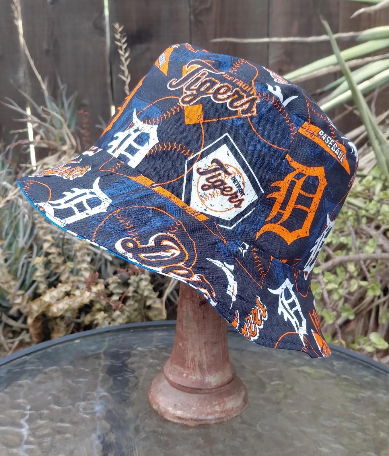 Detroit Tigers Bucket Hat, Handmade, Reversible to Blue & Orange Floral, Unisex Sizes up to 4XL, baseball, fishing hat, sun hat, floppy hat, Michigan sports